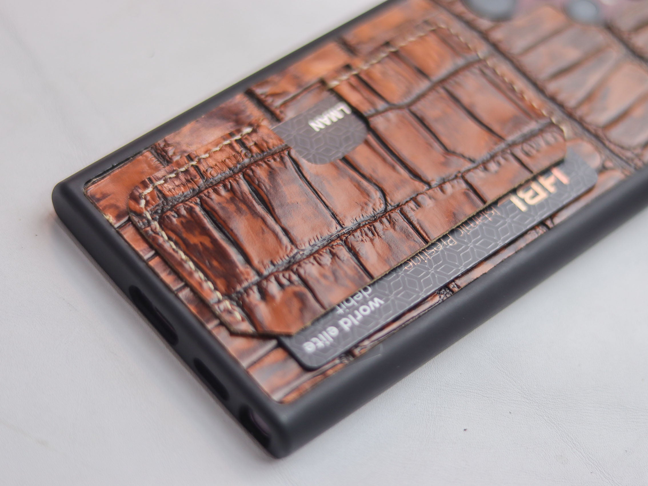 BROWN CROCO (LARGE SCALE) LEATHER WALLET PHONE CASE