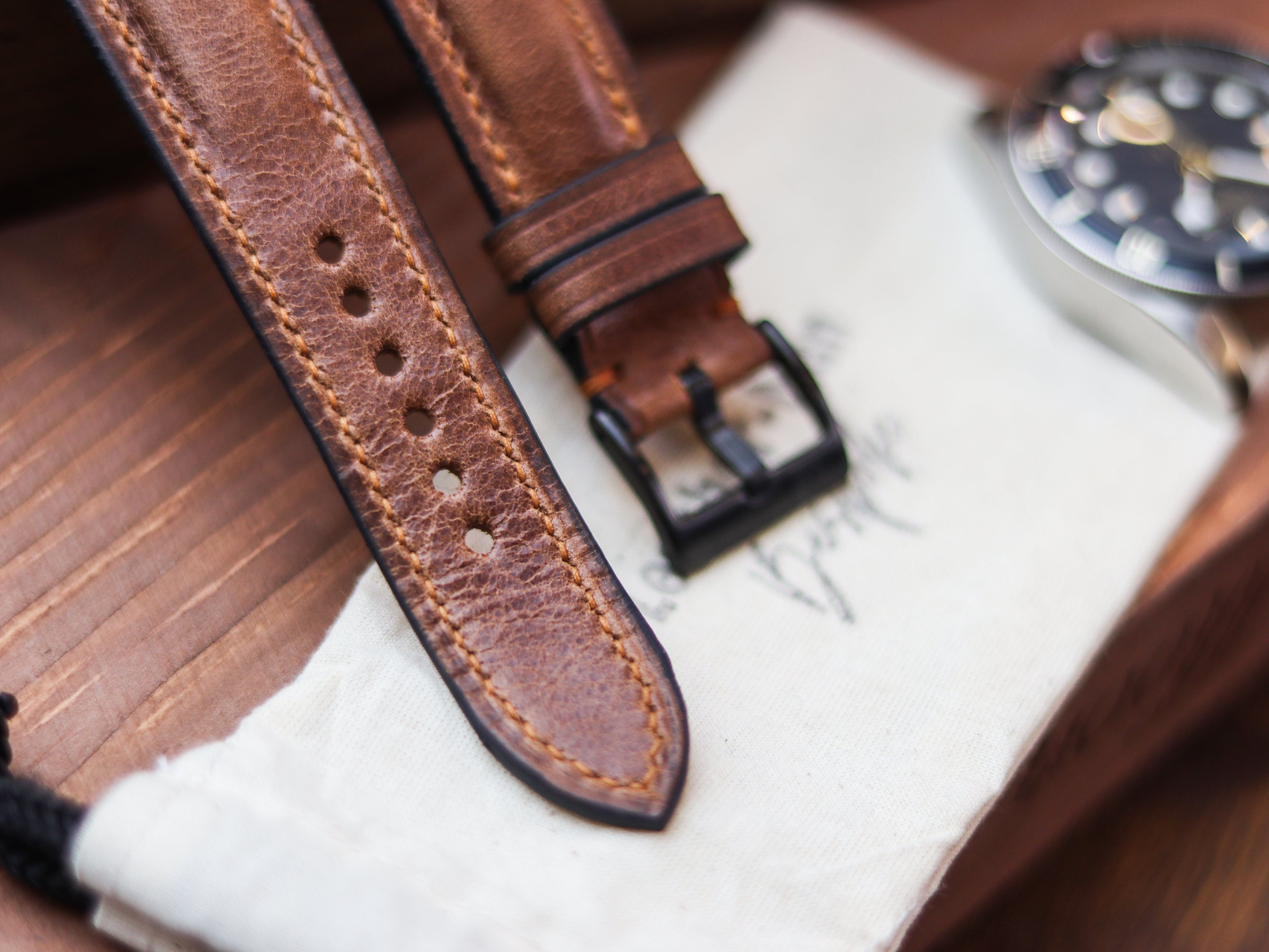 RUSTY BROWN CALF LEATHER WATCH STRAPS - PADDED