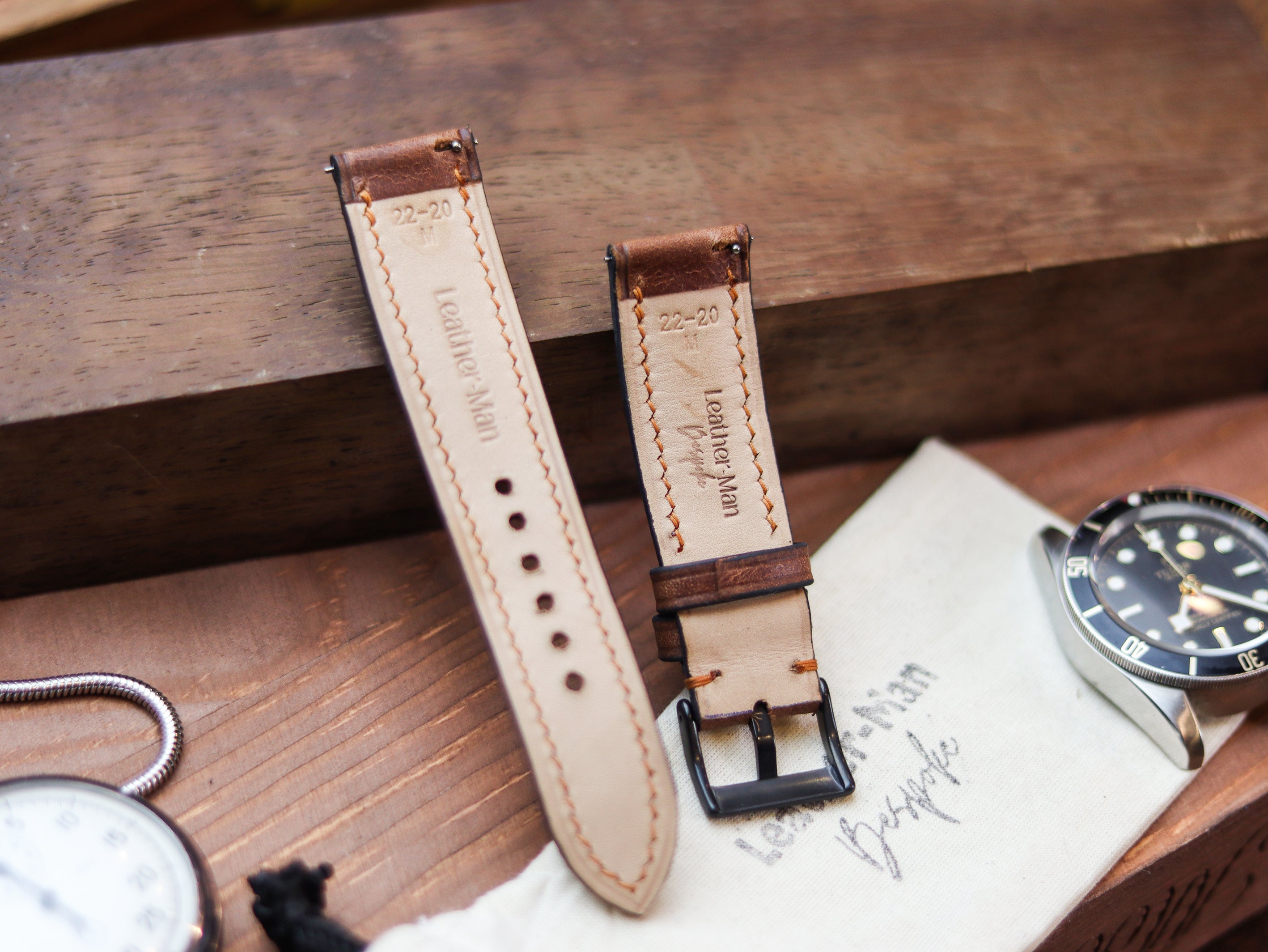 RUSTY BROWN CALF LEATHER WATCH STRAPS - PADDED
