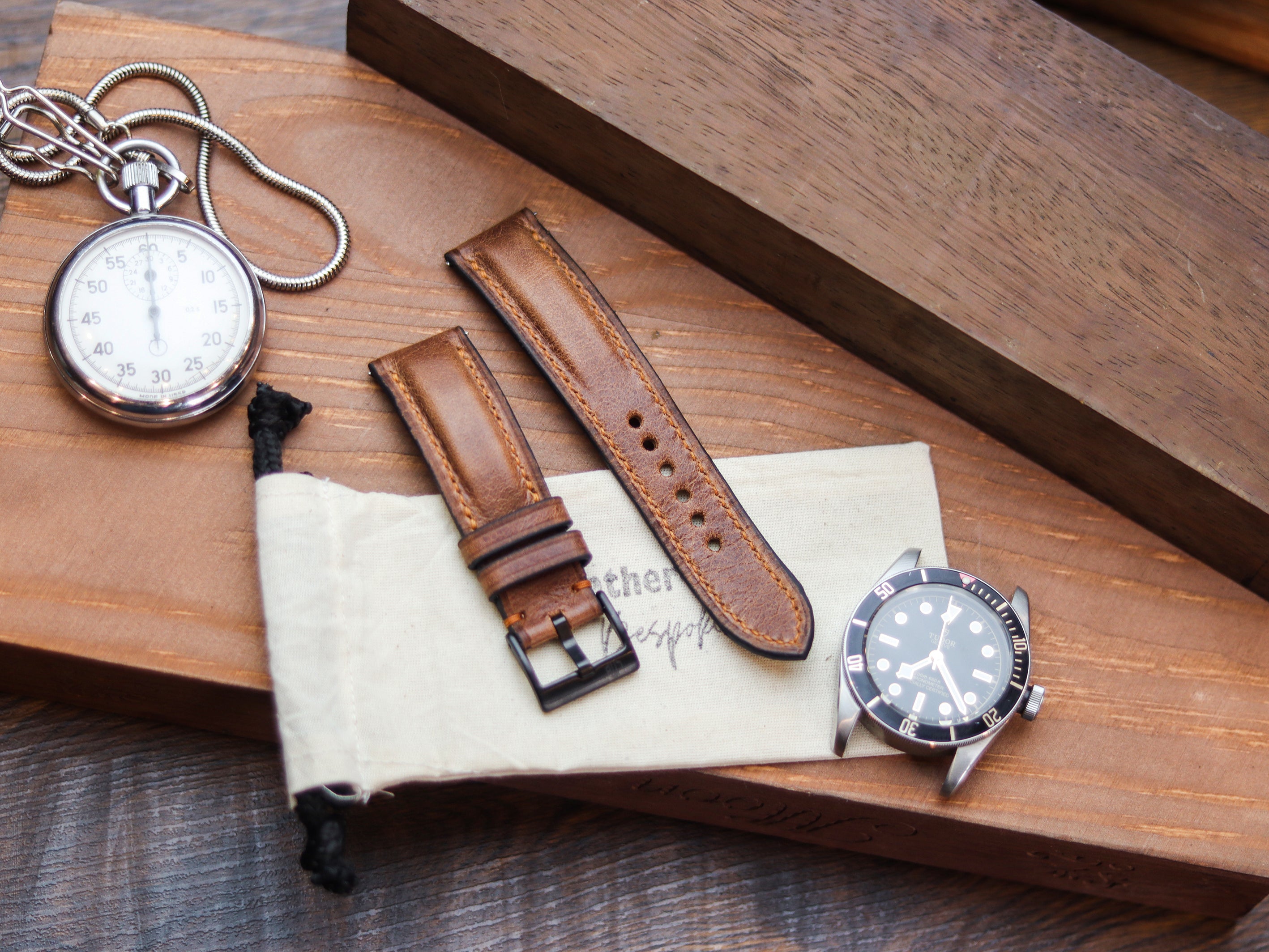 RUSTY BROWN CALF LEATHER WATCH STRAPS - PADDED