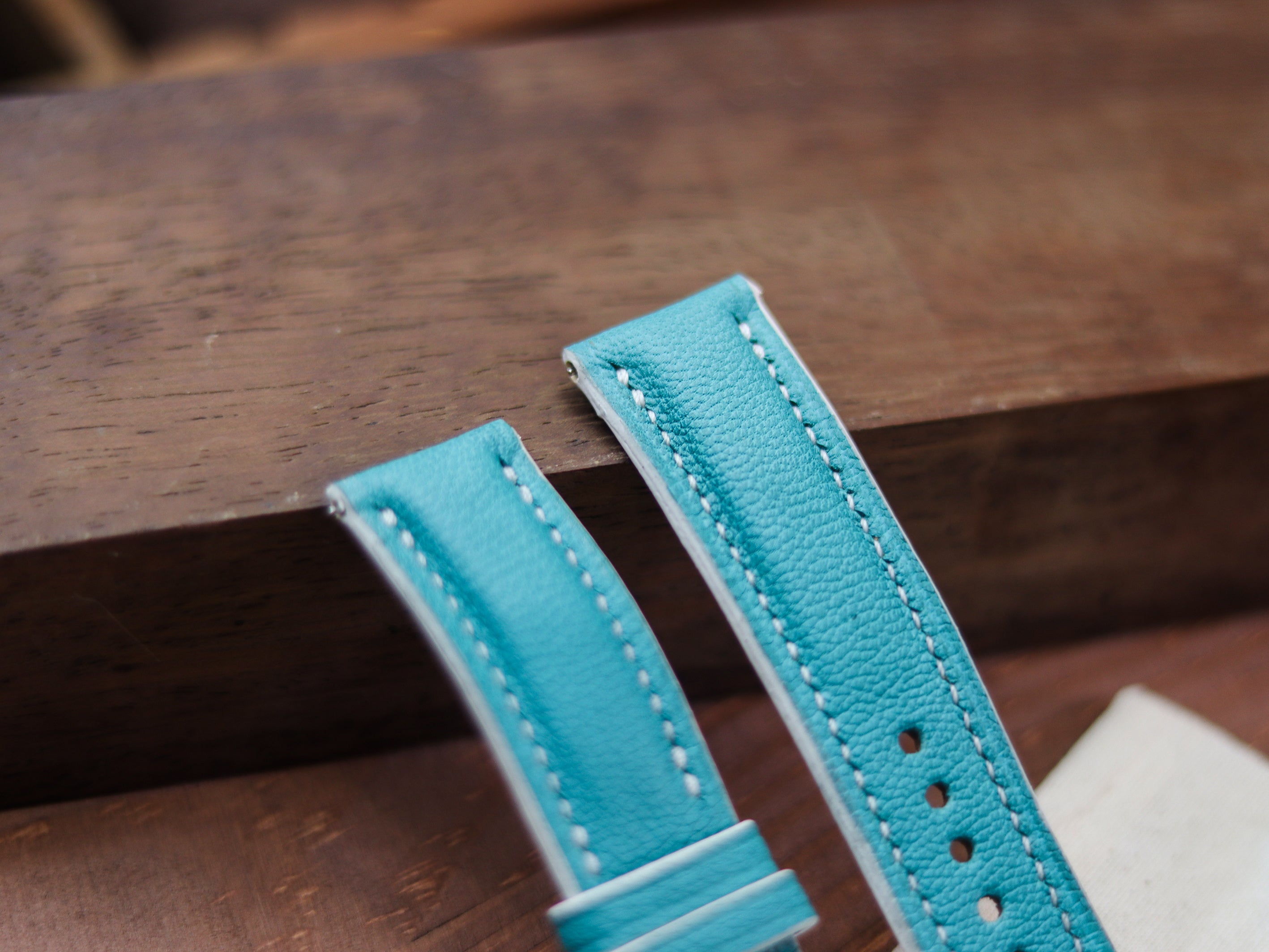 TIFFANY BLUE CALF LEATHER WATCH STRAPS - PADDED
