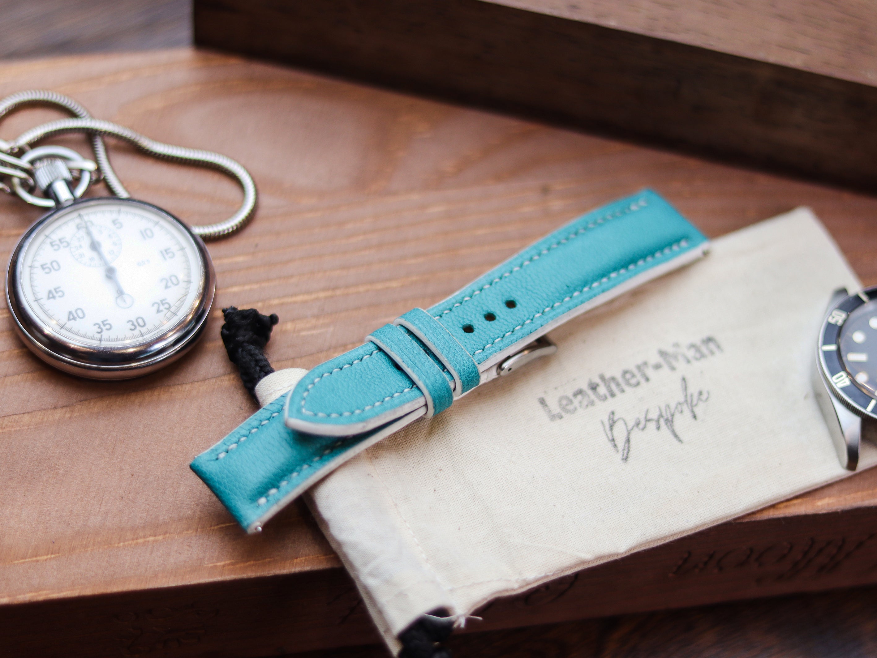 TIFFANY BLUE CALF LEATHER WATCH STRAPS - PADDED