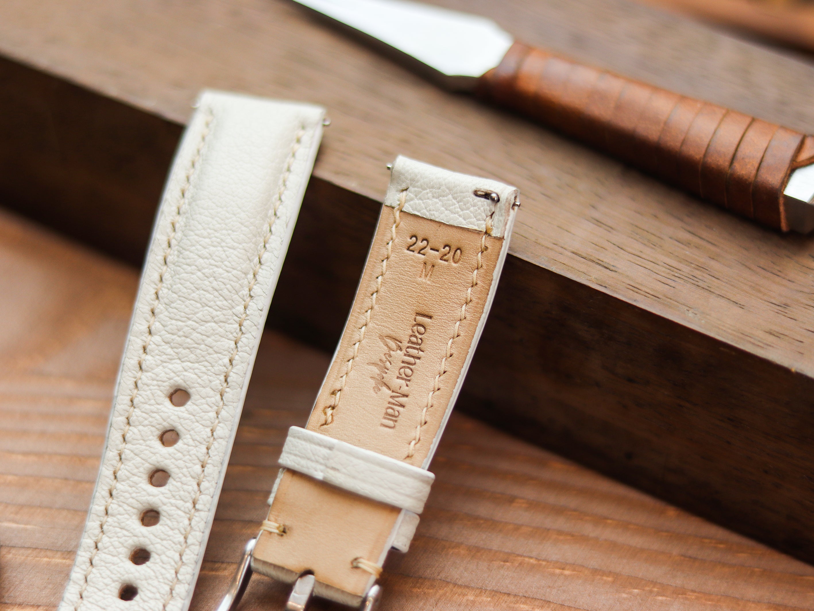 FLORAL WHITE CALF LEATHER WATCH STRAPS - PADDED