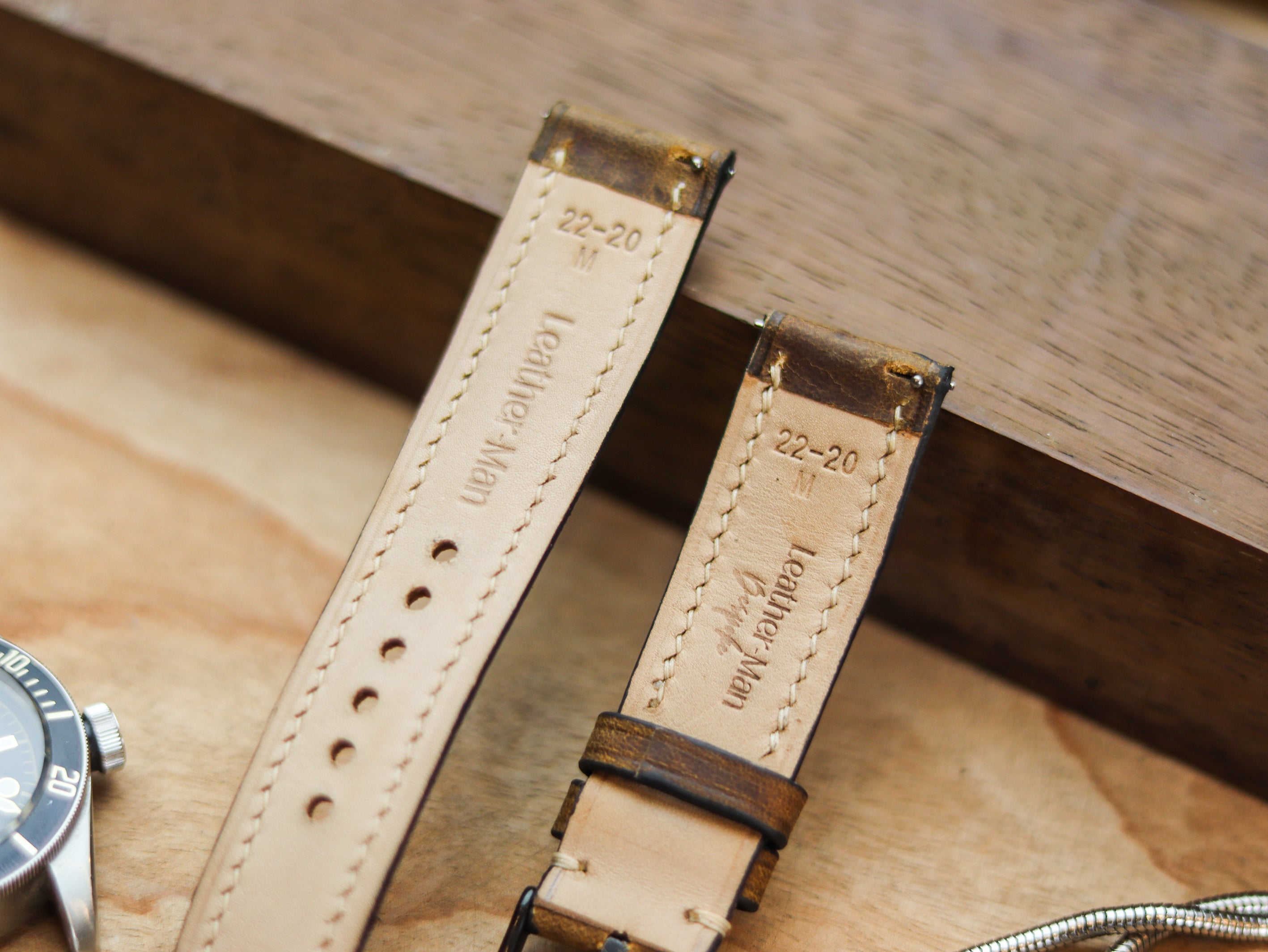RUSSET BROWN CALF LEATHER WATCH STRAPS - PADDED