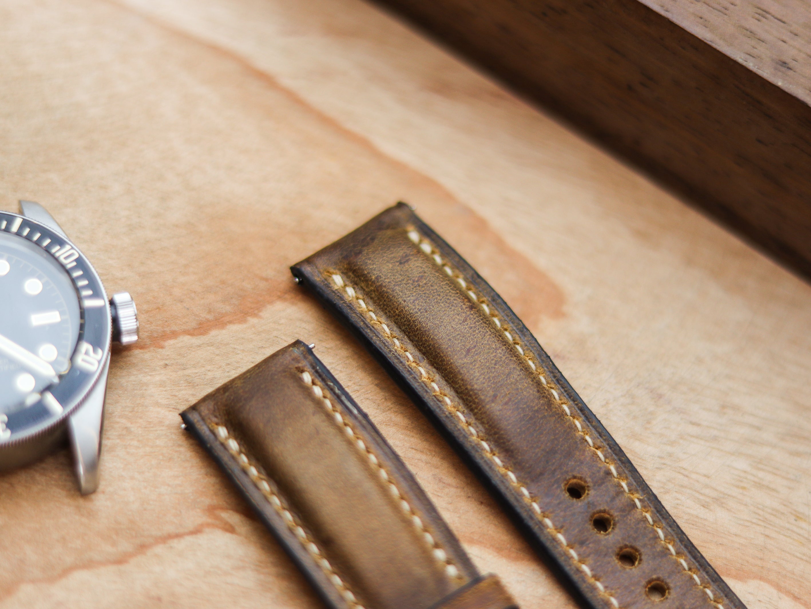 RUSSET BROWN CALF LEATHER WATCH STRAPS - PADDED