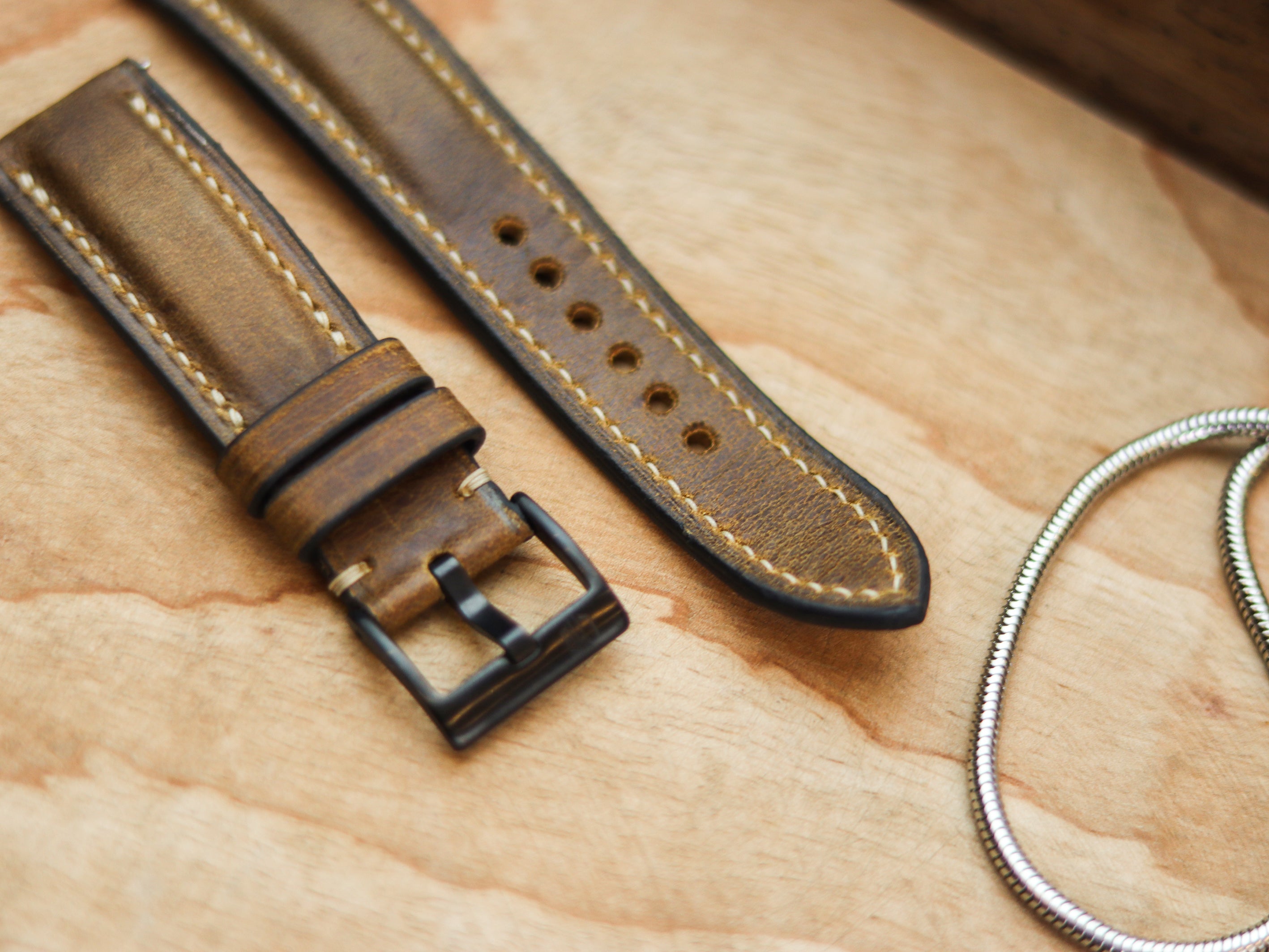 RUSSET BROWN CALF LEATHER WATCH STRAPS - PADDED