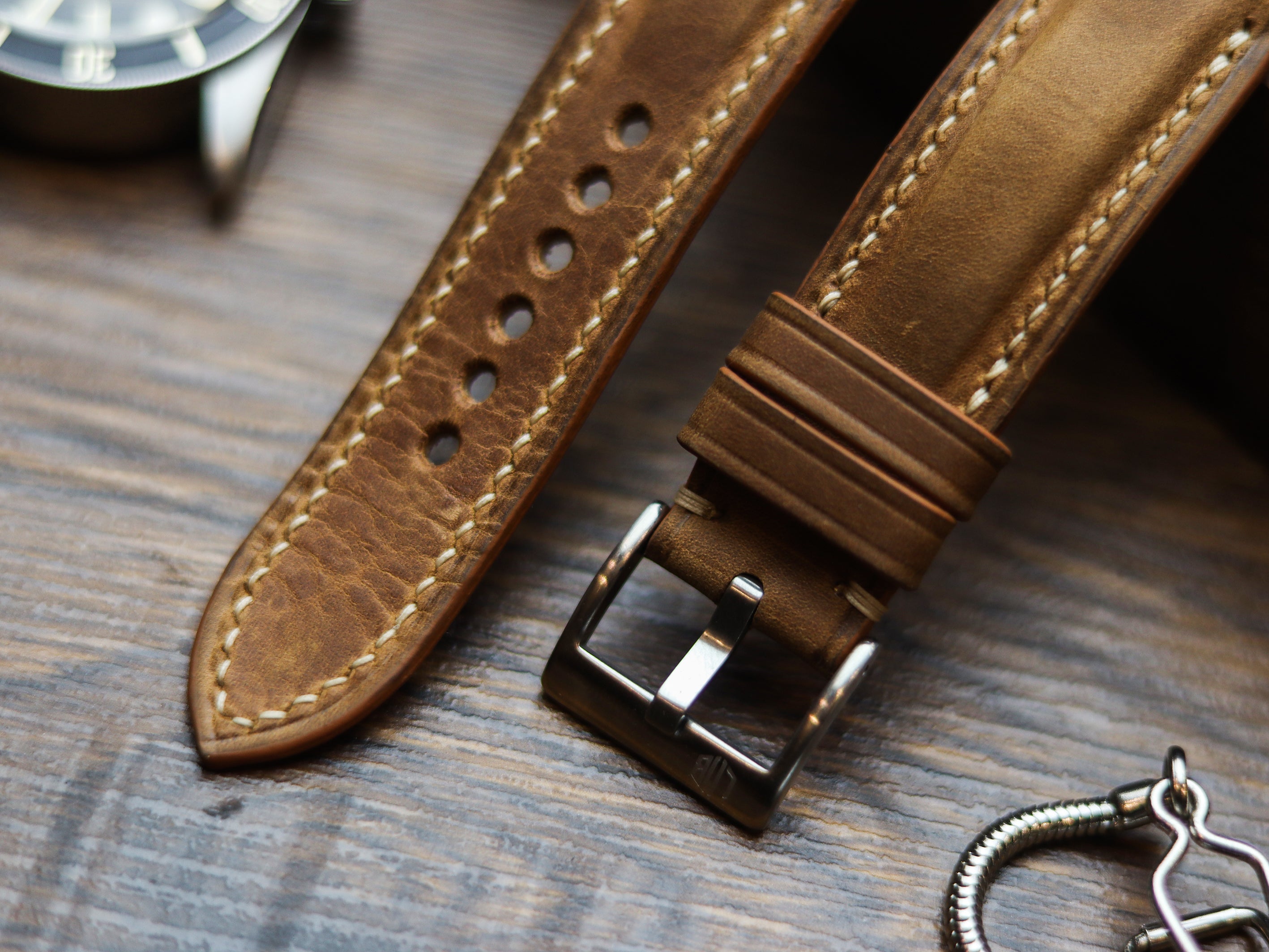 BRONZE BROWN CALF LEATHER WATCH STRAPS - PADDED