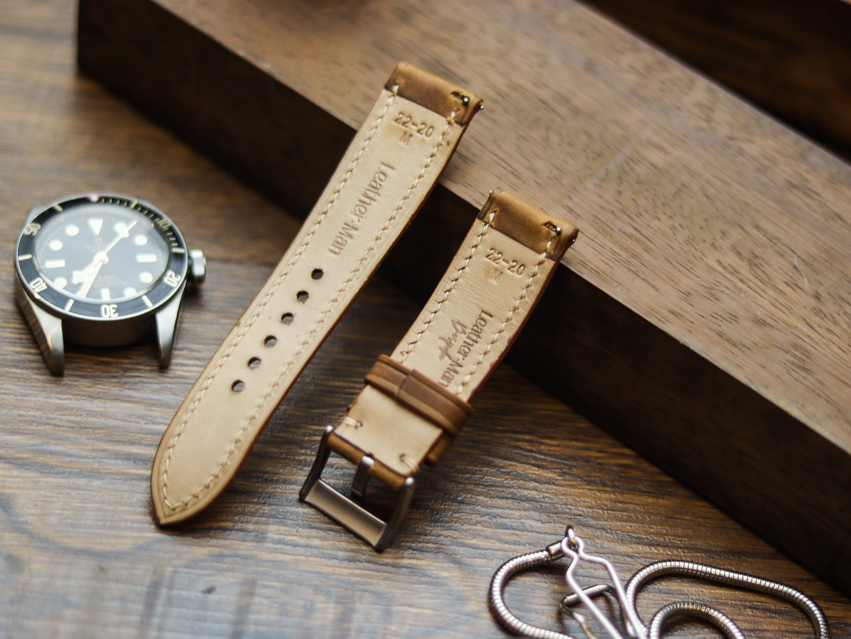 BRONZE BROWN CALF LEATHER WATCH STRAPS - PADDED