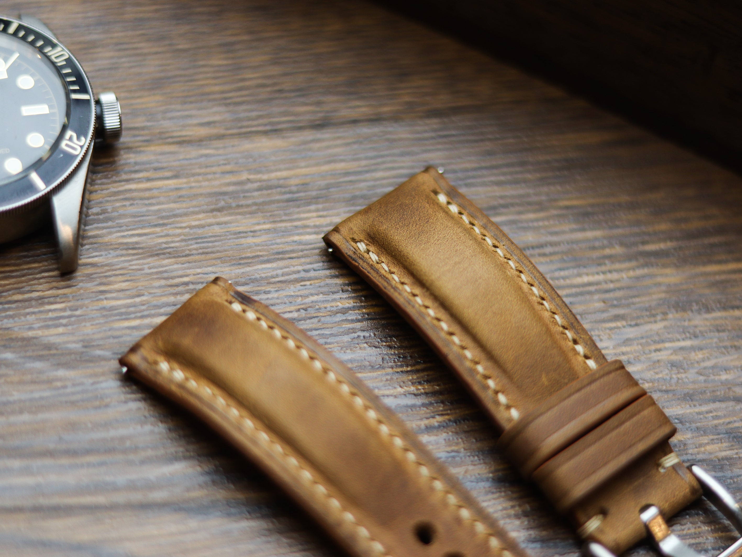 BRONZE BROWN CALF LEATHER WATCH STRAPS - PADDED