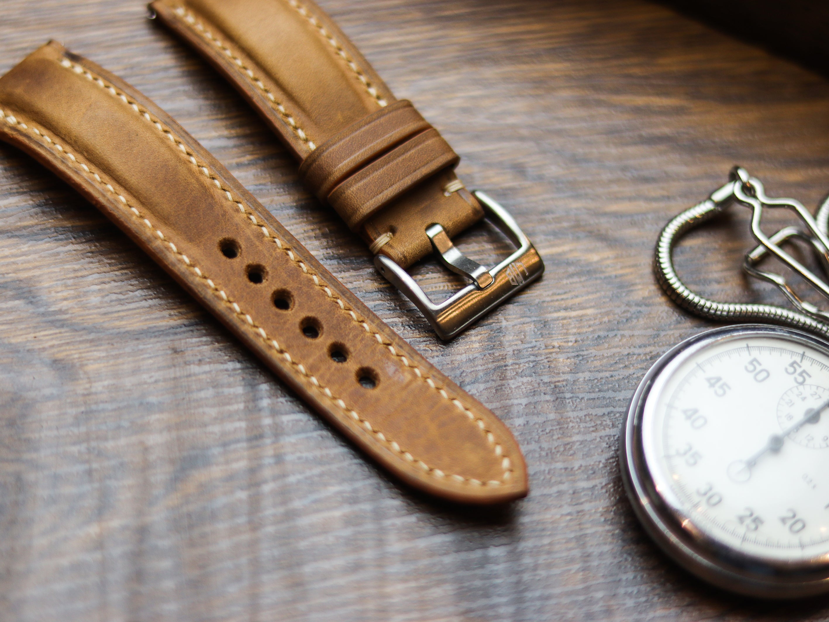 BRONZE BROWN CALF LEATHER WATCH STRAPS - PADDED