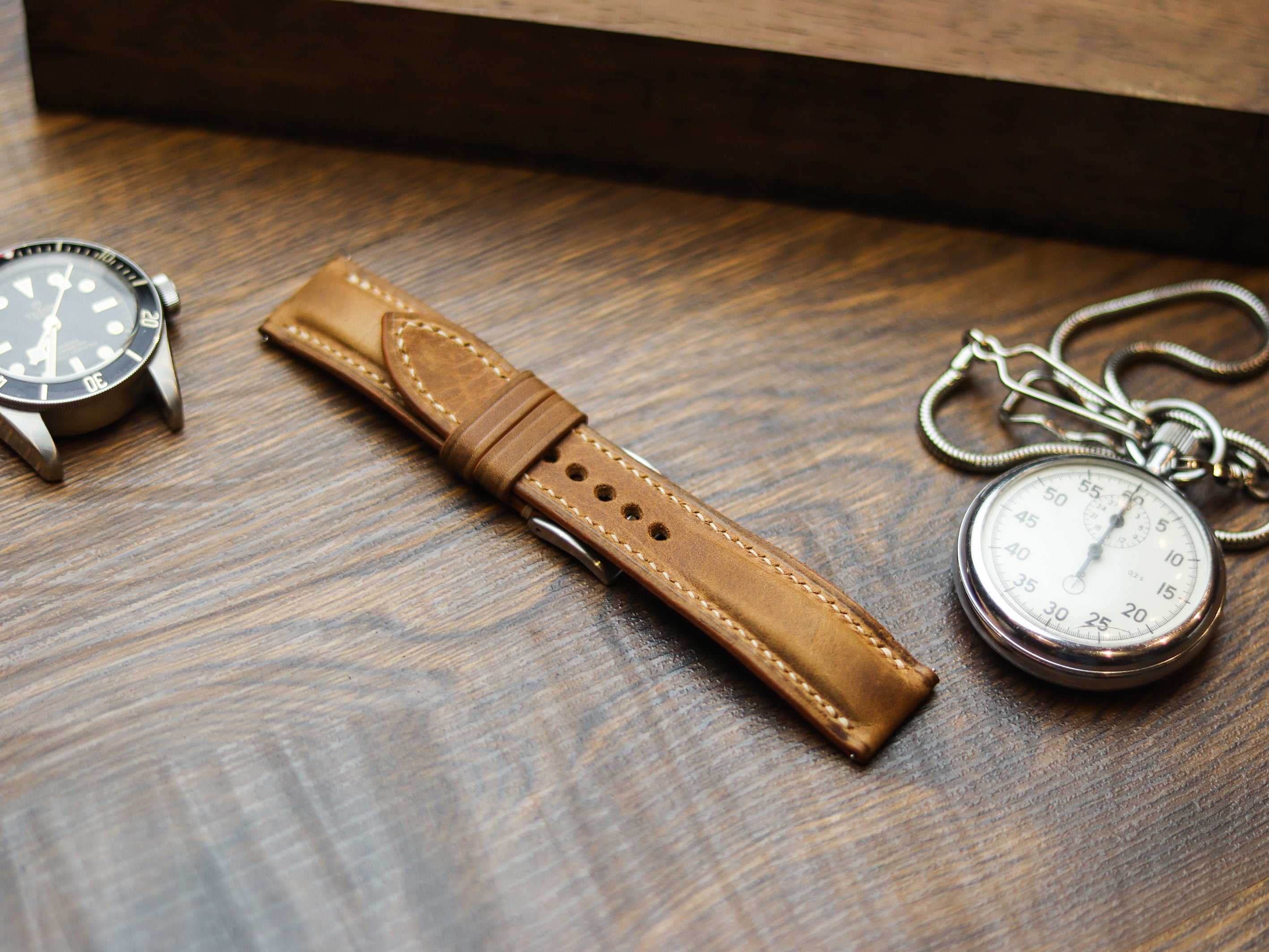 BRONZE BROWN CALF LEATHER WATCH STRAPS - PADDED