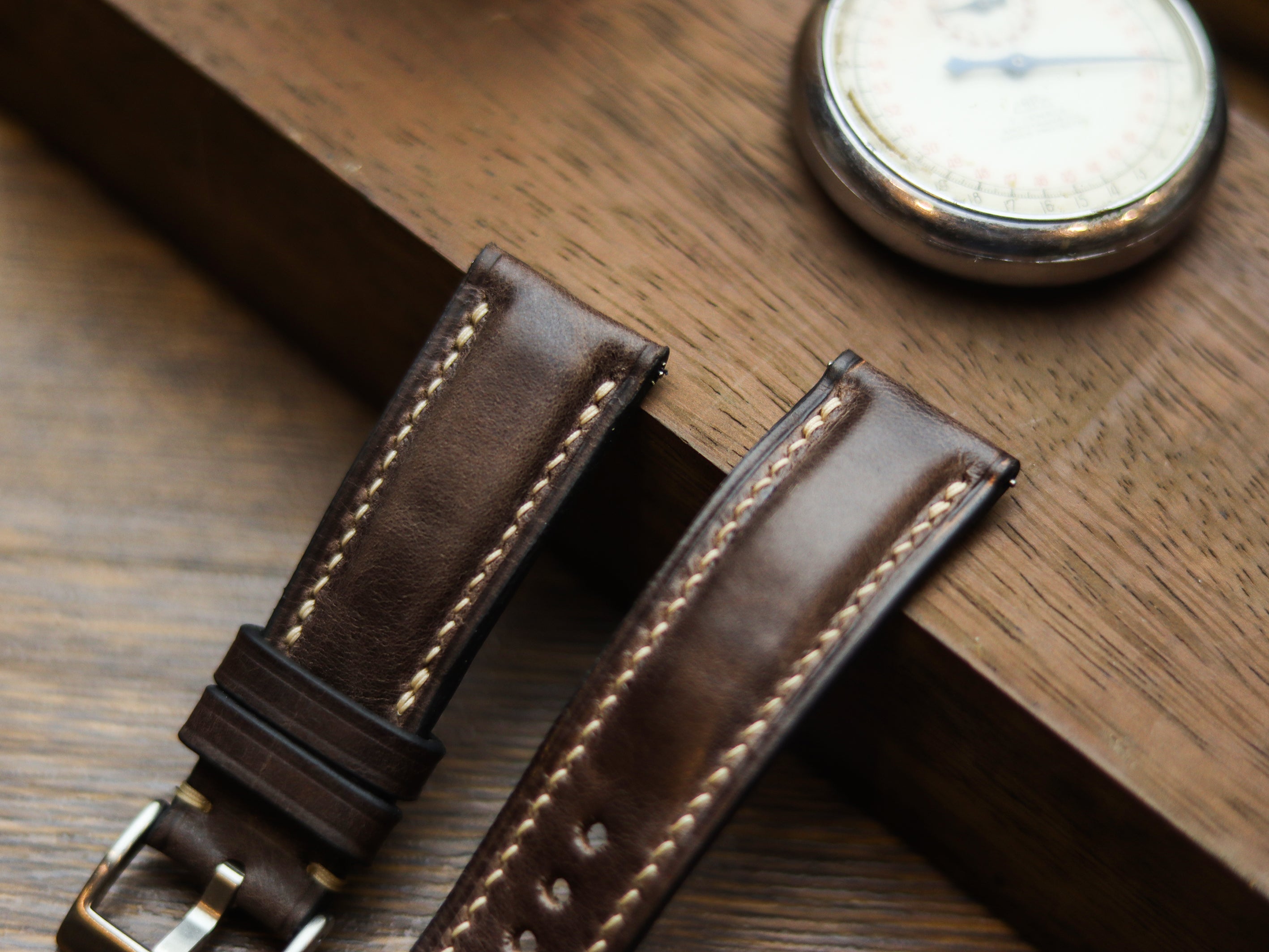 WALNUT BROWN CALF LEATHER WATCH STRAPS - PADDED