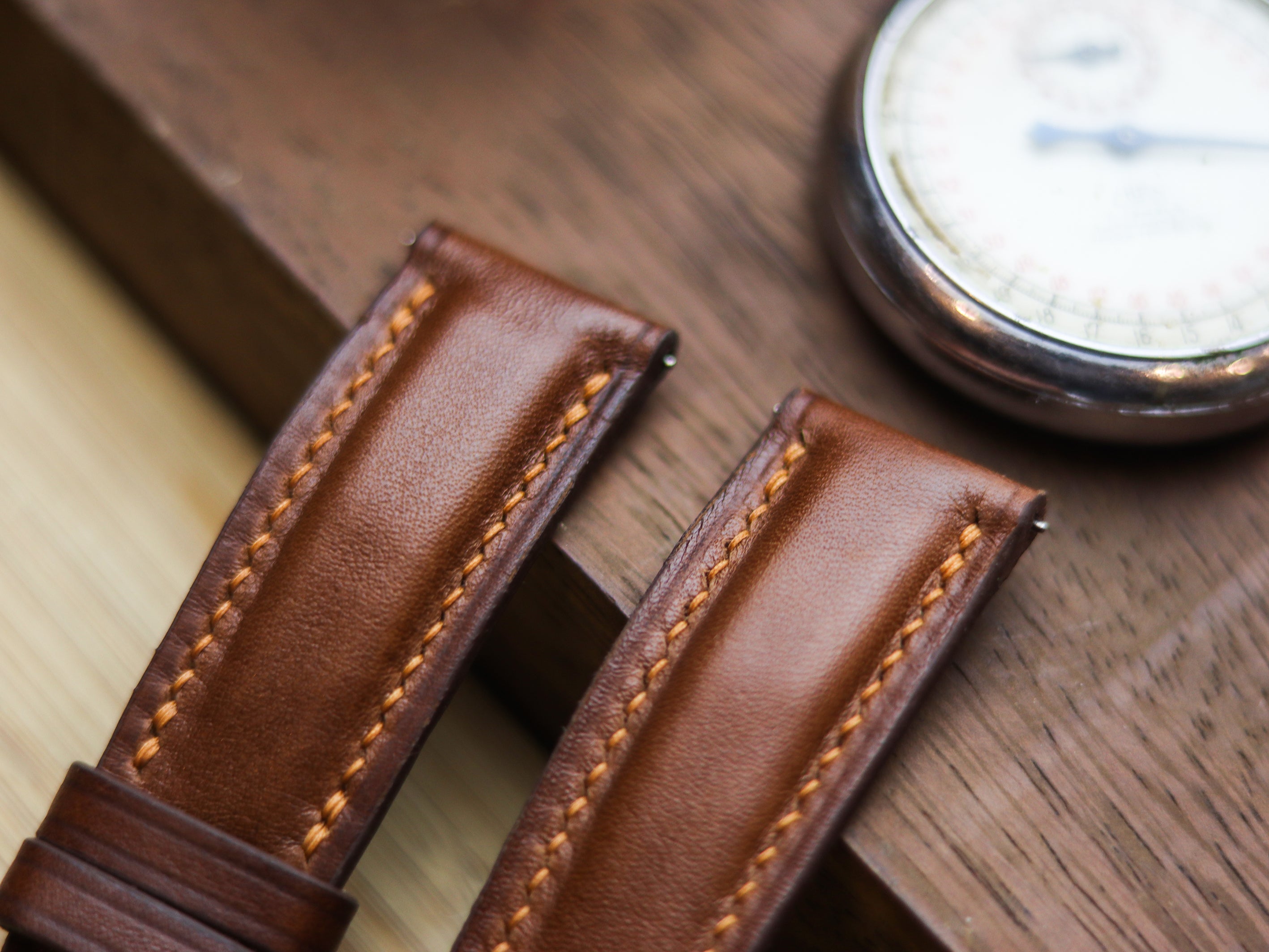 CINNAMON BROWN CALF LEATHER WATCH STRAPS - PADDED