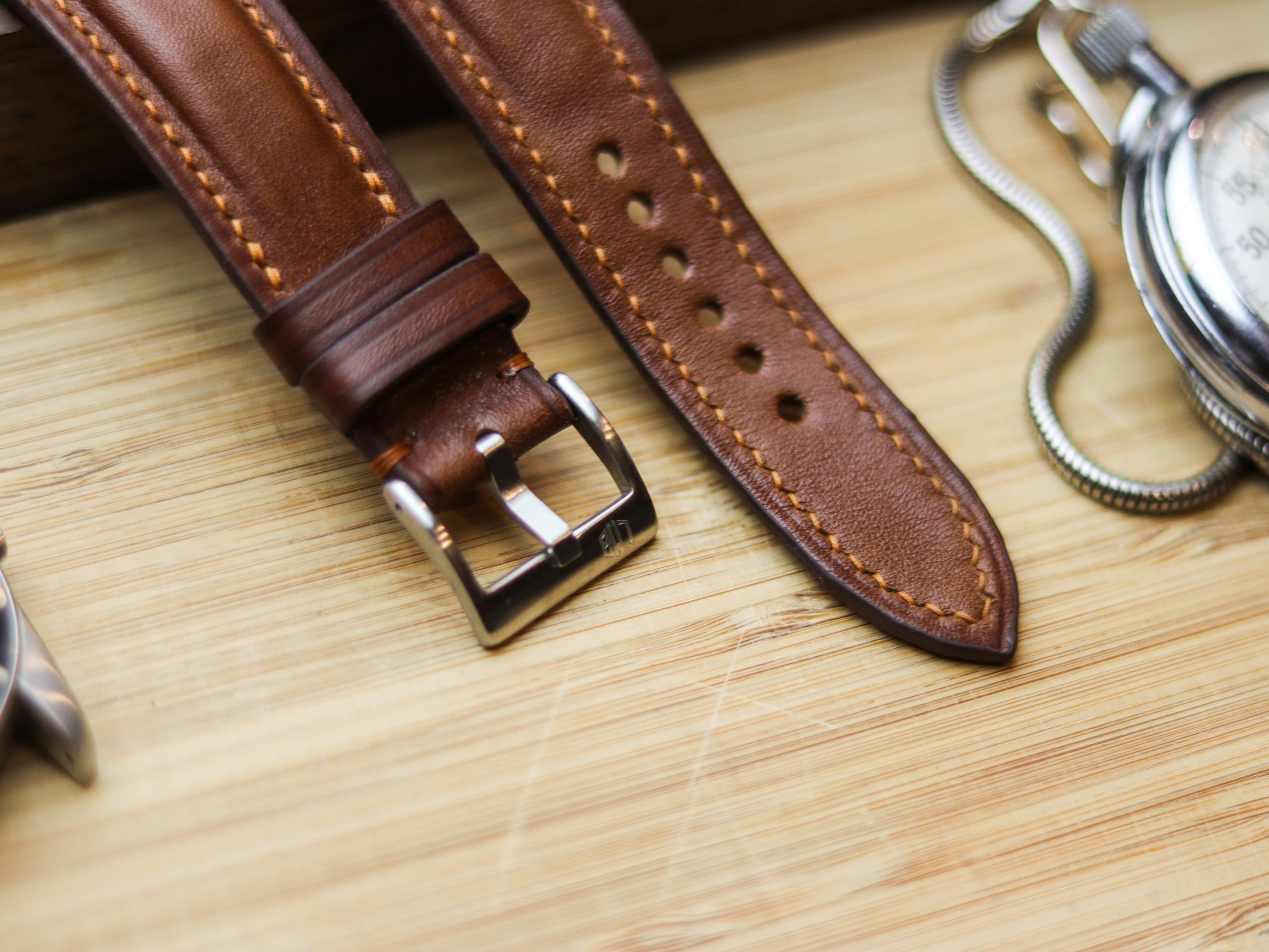 CINNAMON BROWN CALF LEATHER WATCH STRAPS - PADDED