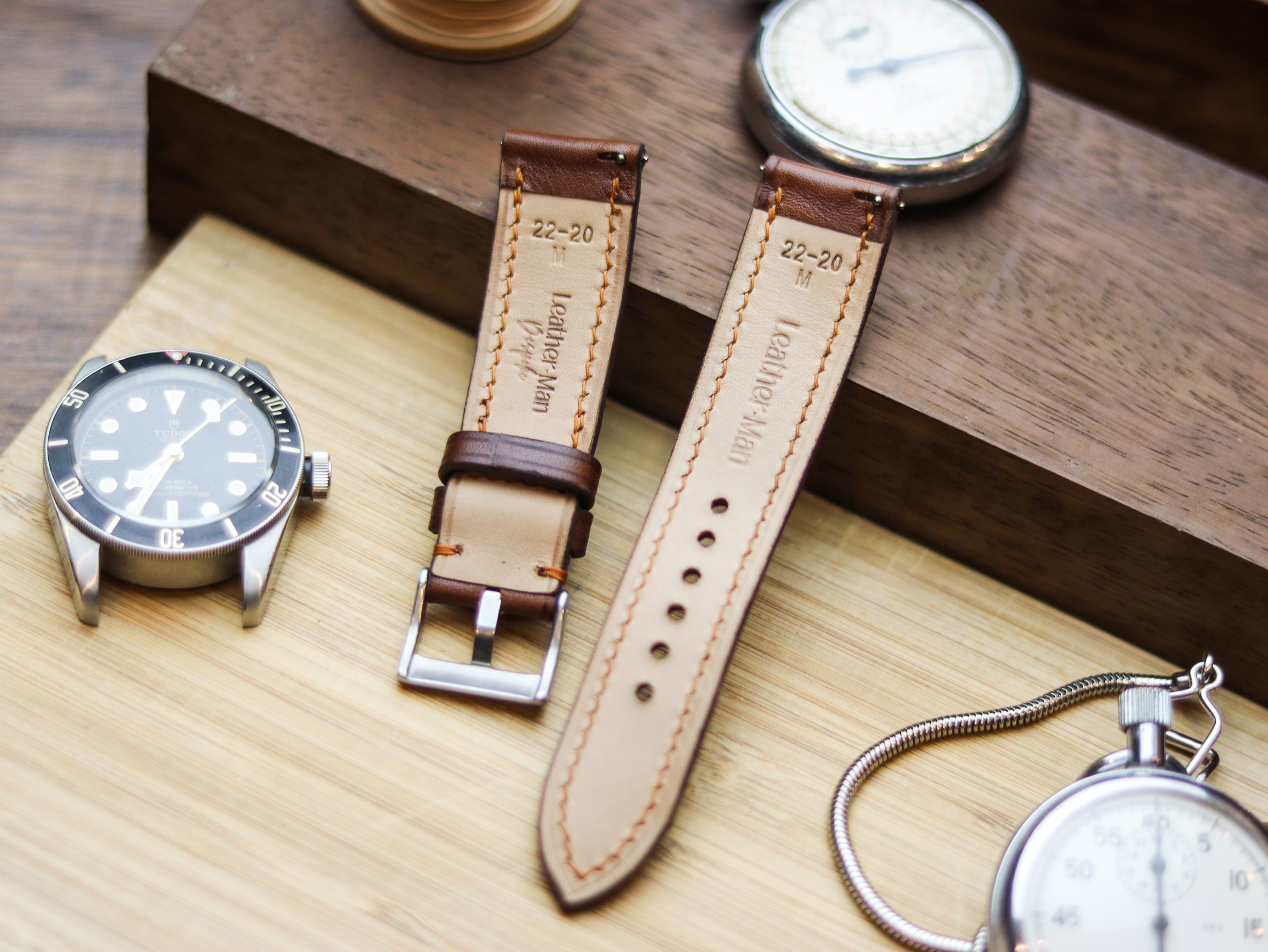 CINNAMON BROWN CALF LEATHER WATCH STRAPS - PADDED