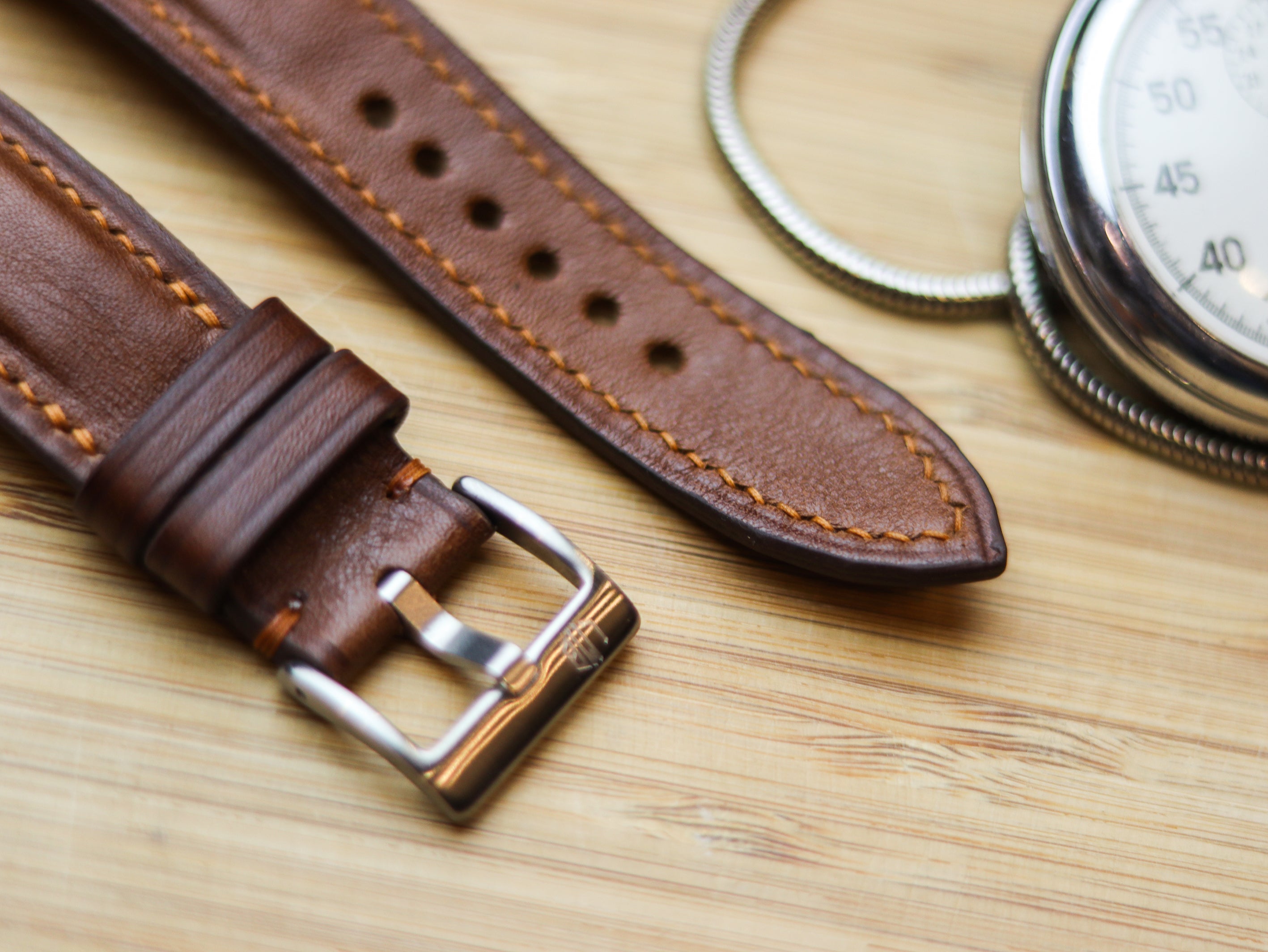 CINNAMON BROWN CALF LEATHER WATCH STRAPS - PADDED