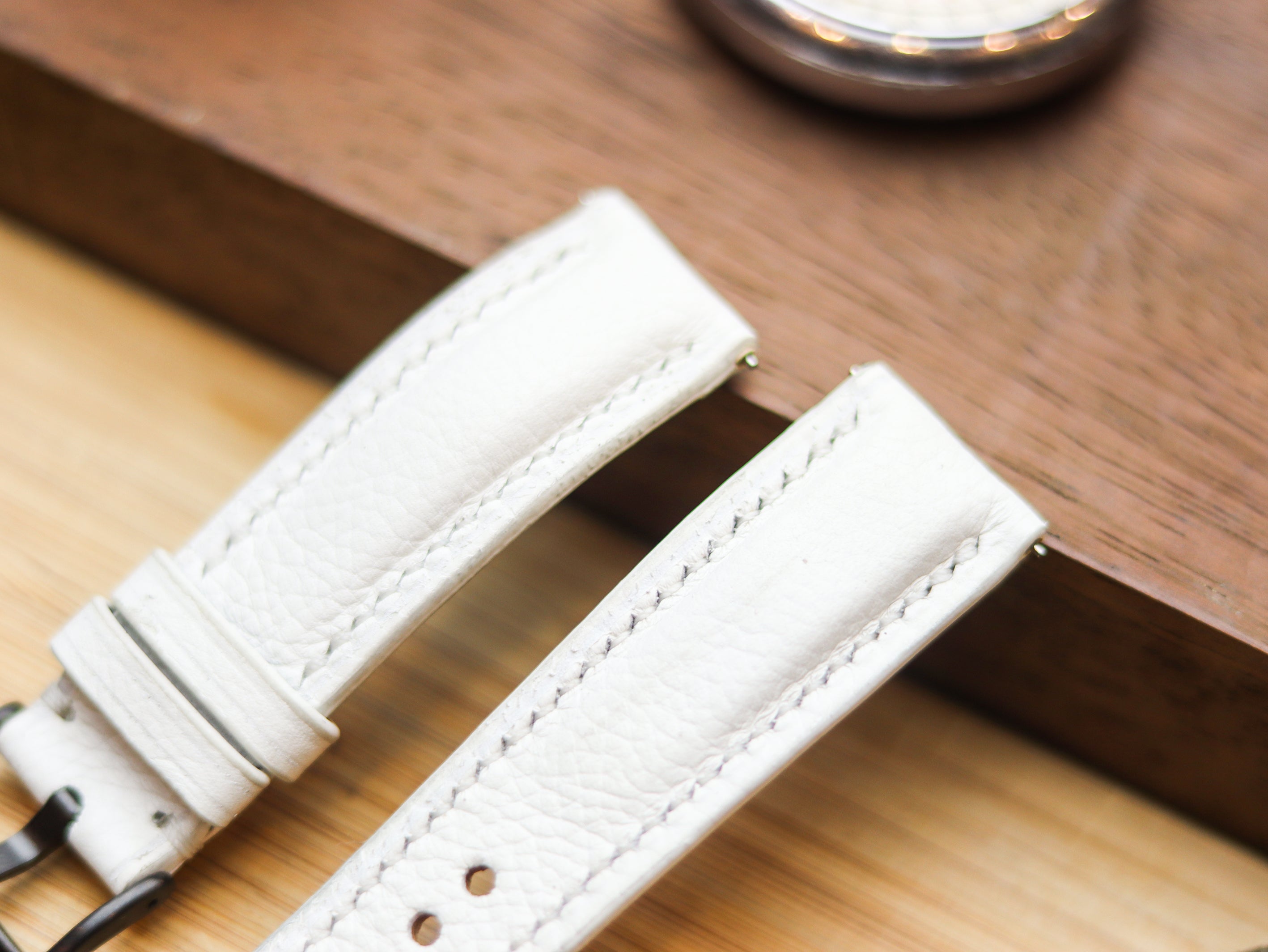 PURE WHITE CALF LEATHER WATCH STRAPS - PADDED