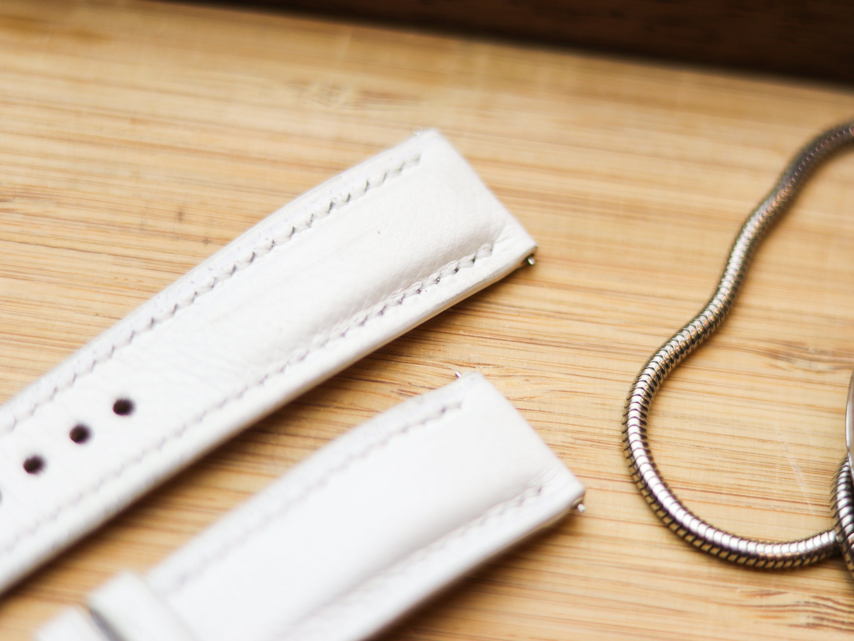 PURE WHITE CALF LEATHER WATCH STRAPS - PADDED