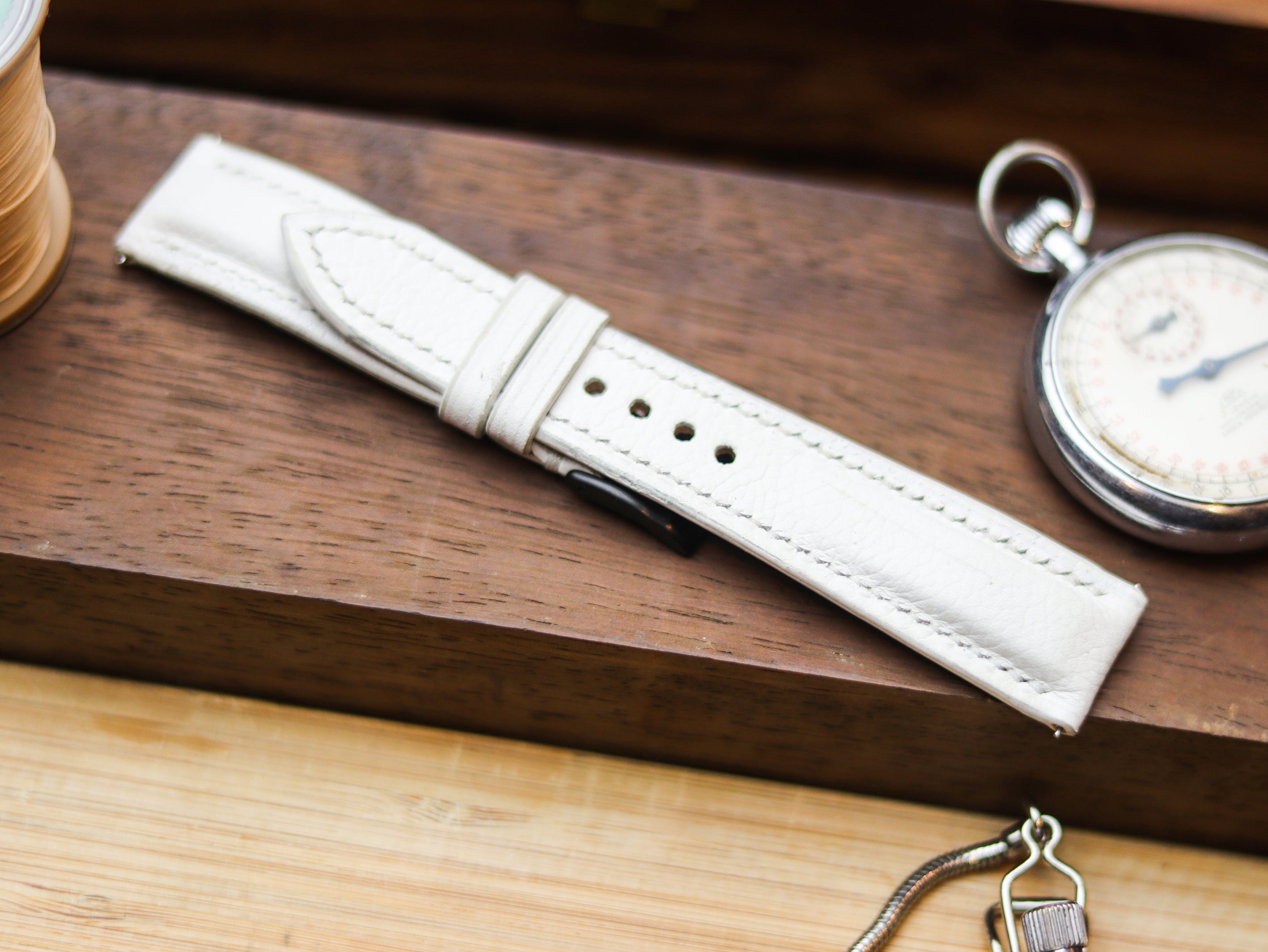 PURE WHITE CALF LEATHER WATCH STRAPS - PADDED