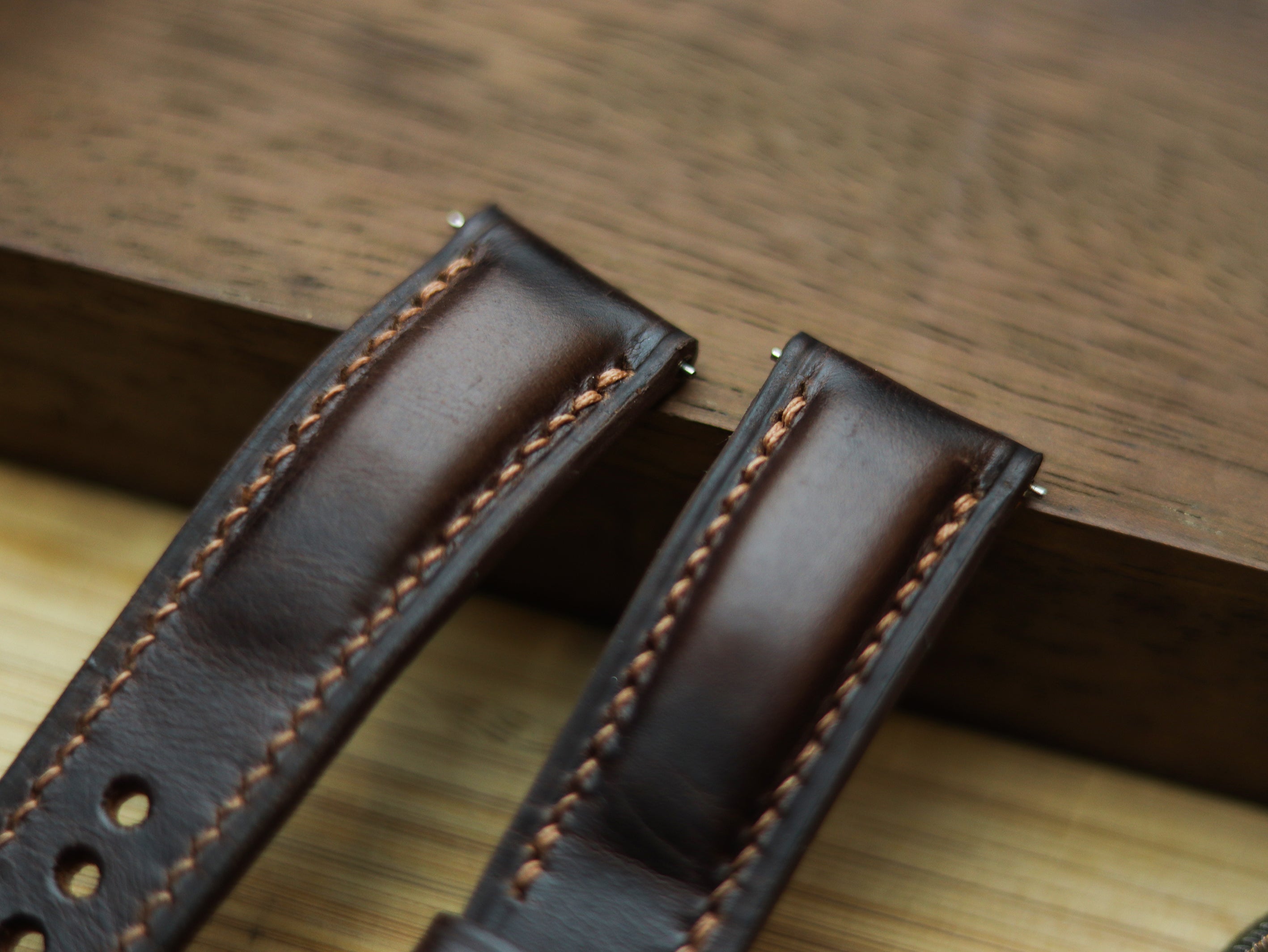 CHOCOLATE BROWN CALF LEATHER WATCH STRAPS - PADDED (Copy)