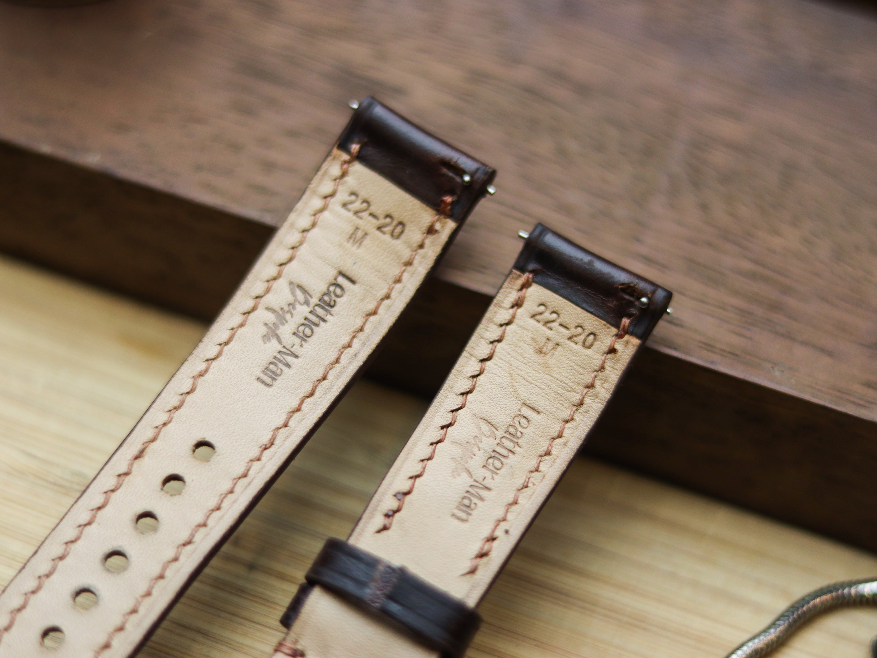 CHOCOLATE BROWN CALF LEATHER WATCH STRAPS - PADDED (Copy)