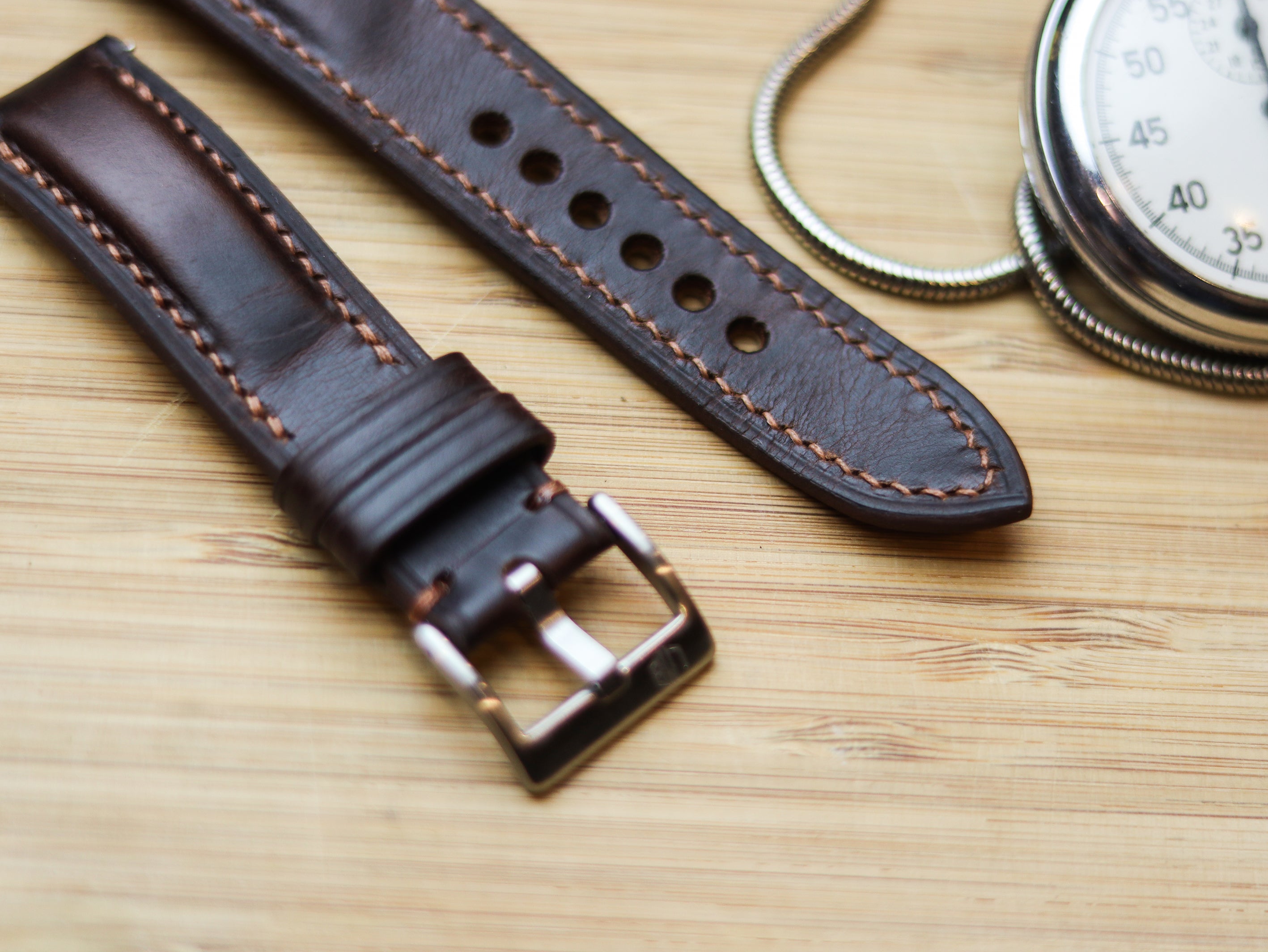CHOCOLATE BROWN CALF LEATHER WATCH STRAPS - PADDED (Copy)
