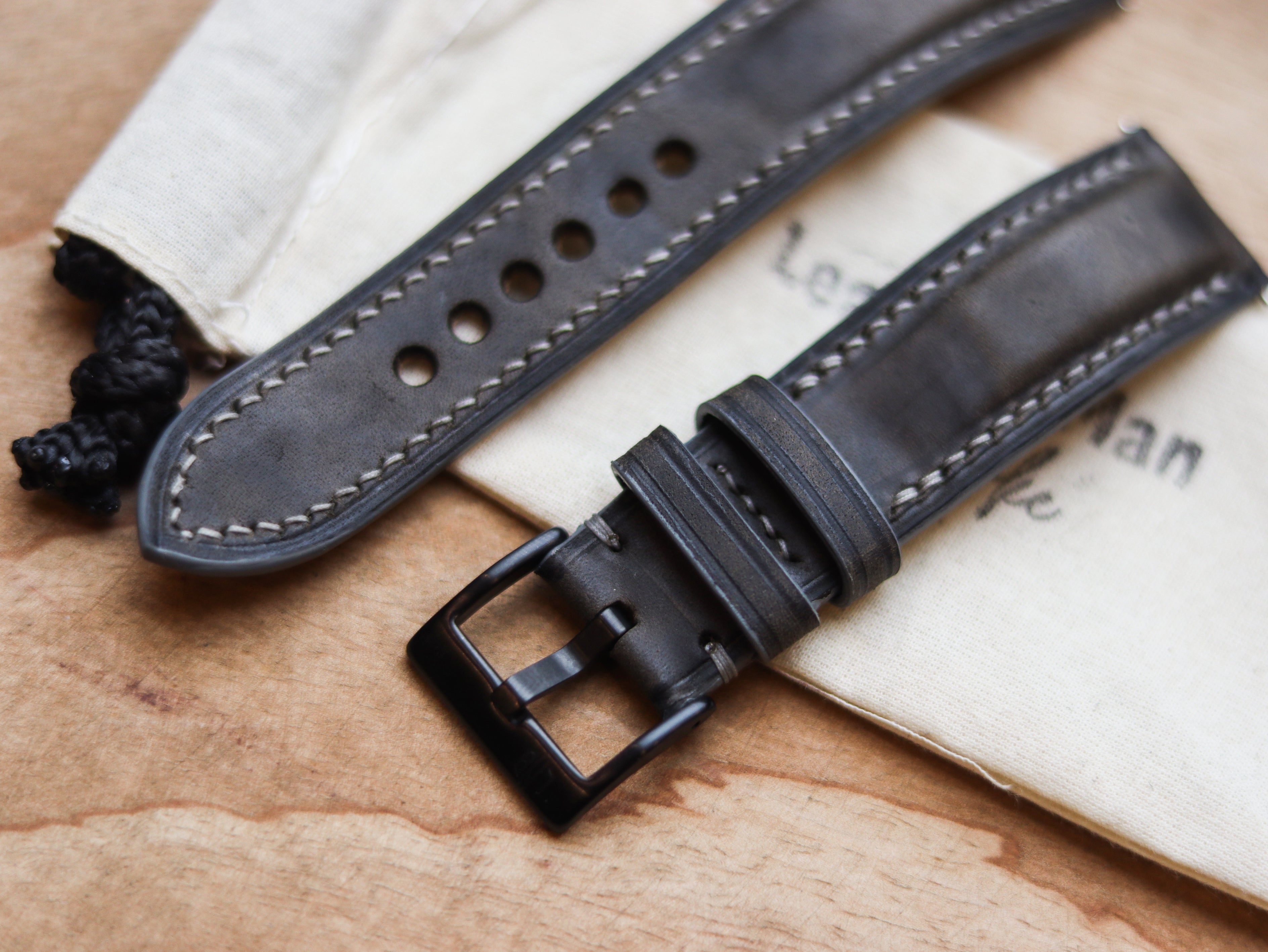 MIDNIGHT GRAY CALF LEATHER WATCH STRAPS - PADDED