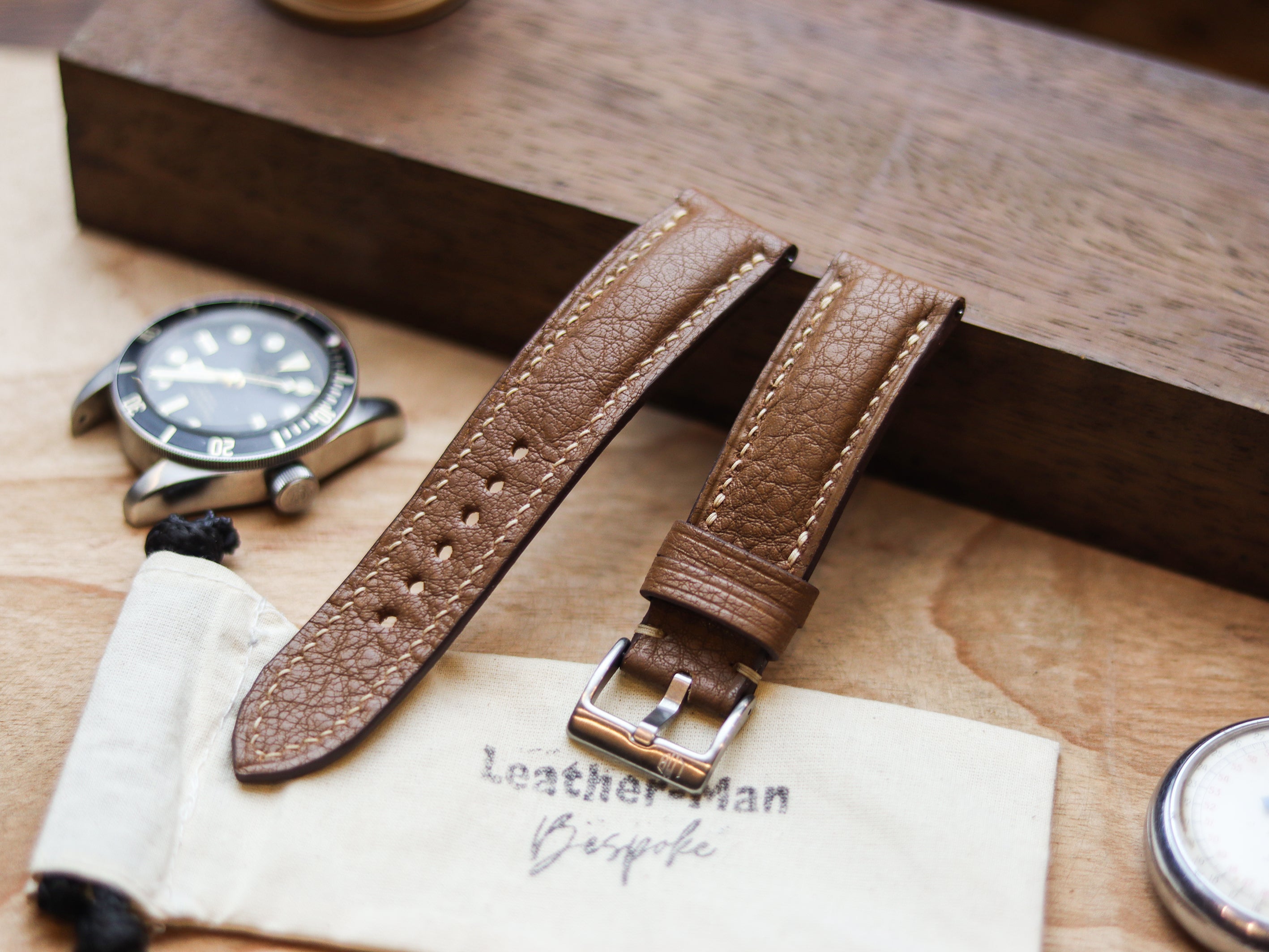 DESERT BROWN CALF LEATHER WATCH STRAPS - PADDED