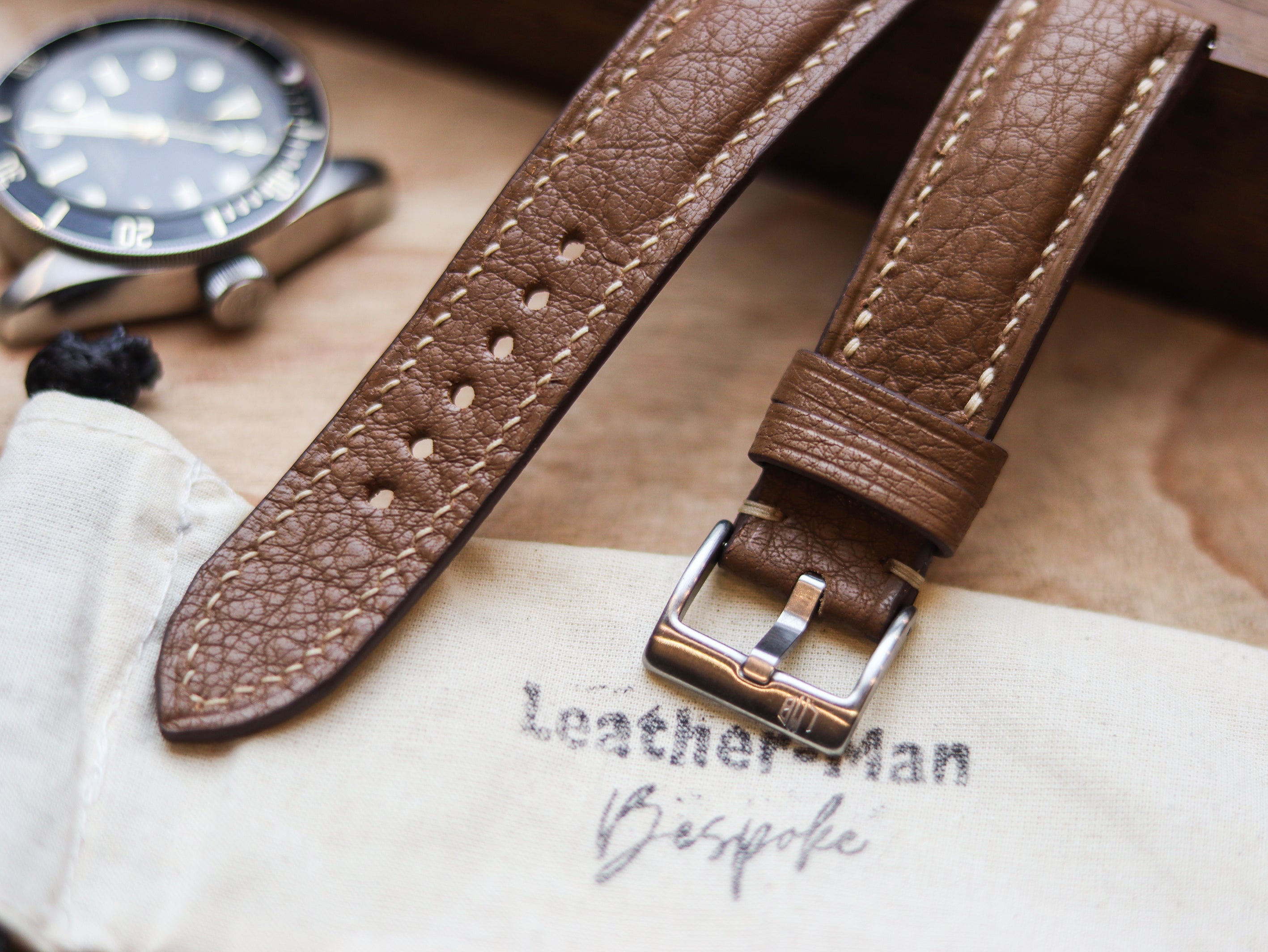 DESERT BROWN CALF LEATHER WATCH STRAPS - PADDED