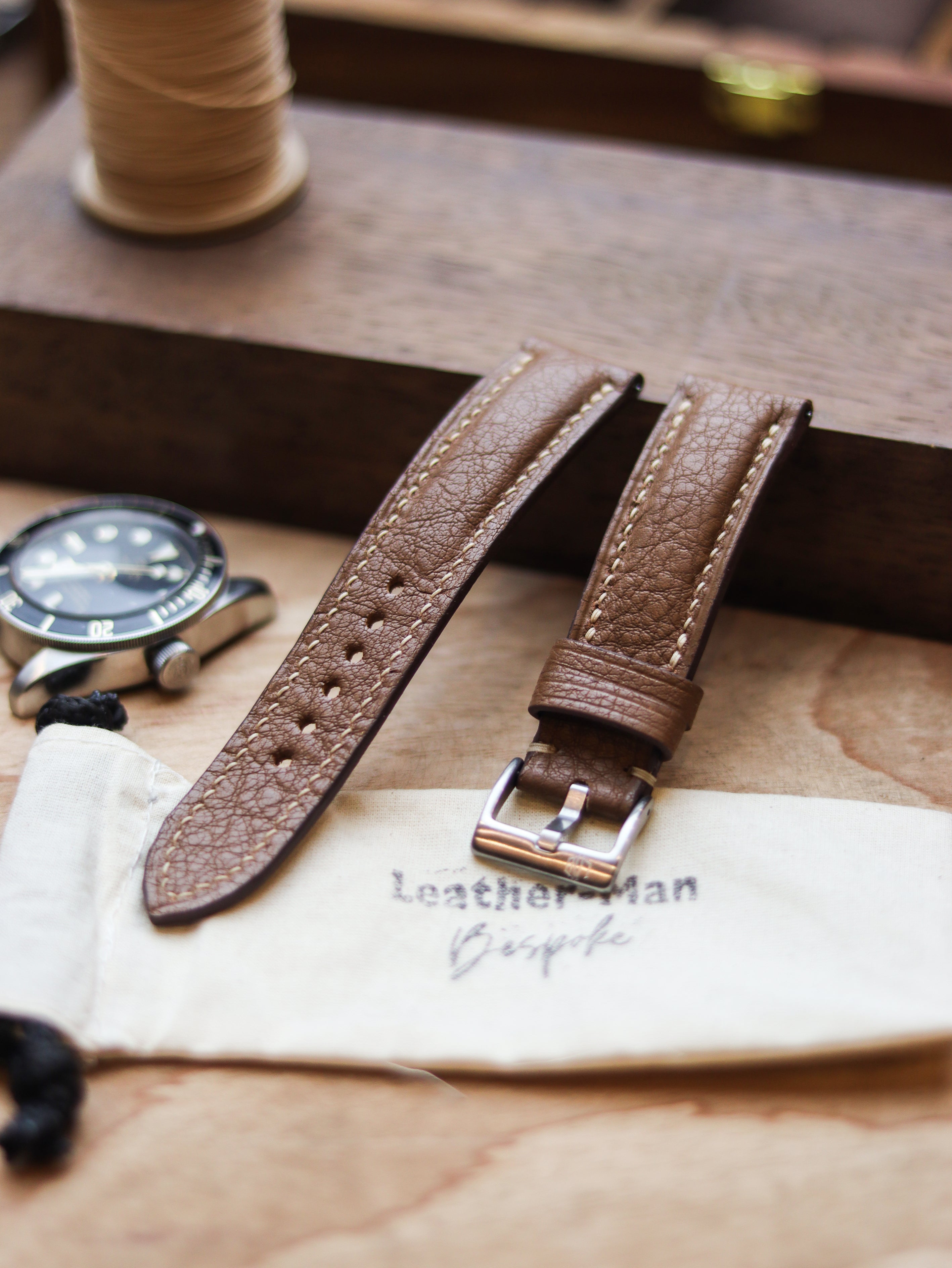 DESERT BROWN CALF LEATHER WATCH STRAPS - PADDED
