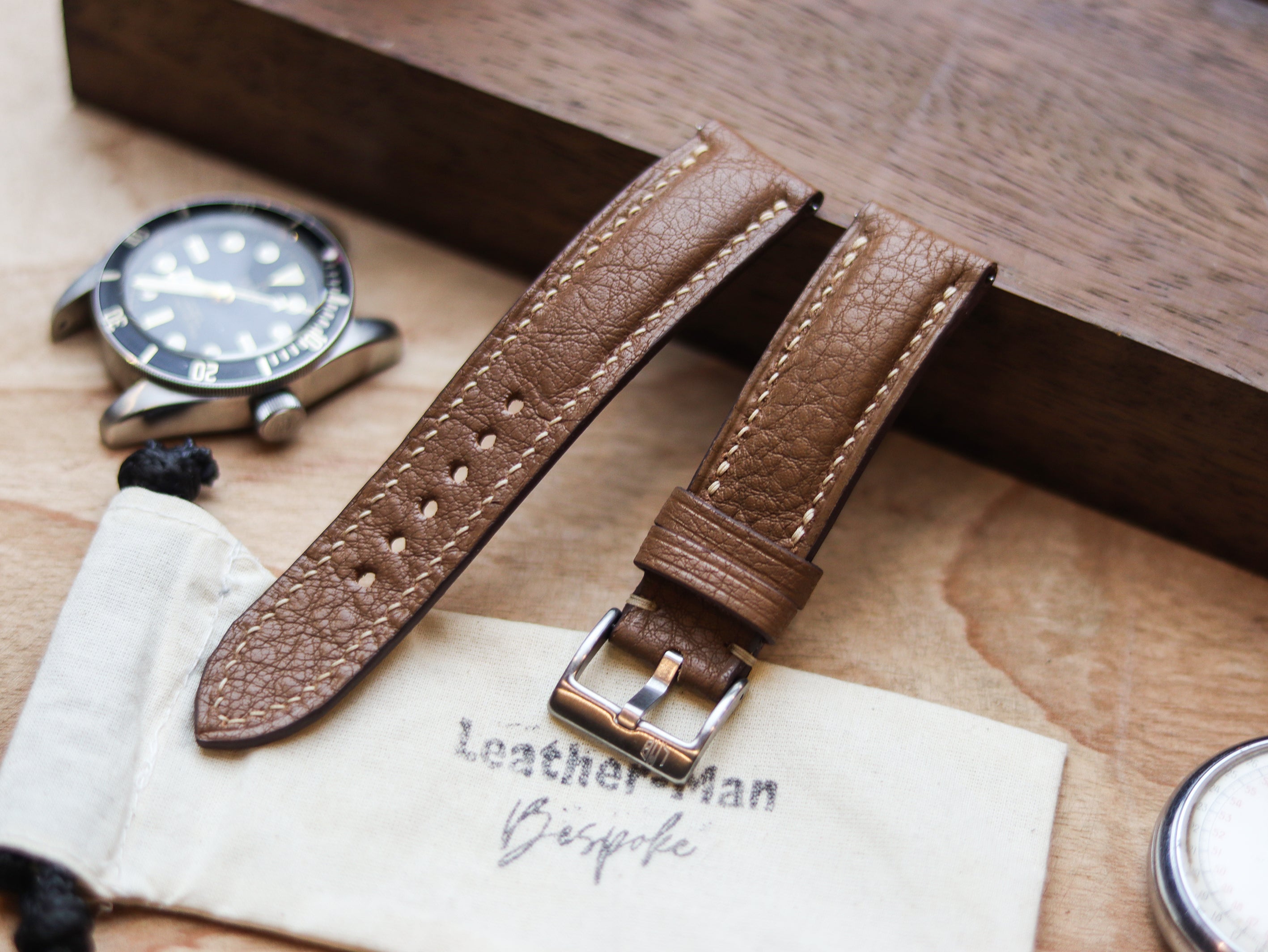 DESERT BROWN CALF LEATHER WATCH STRAPS - PADDED