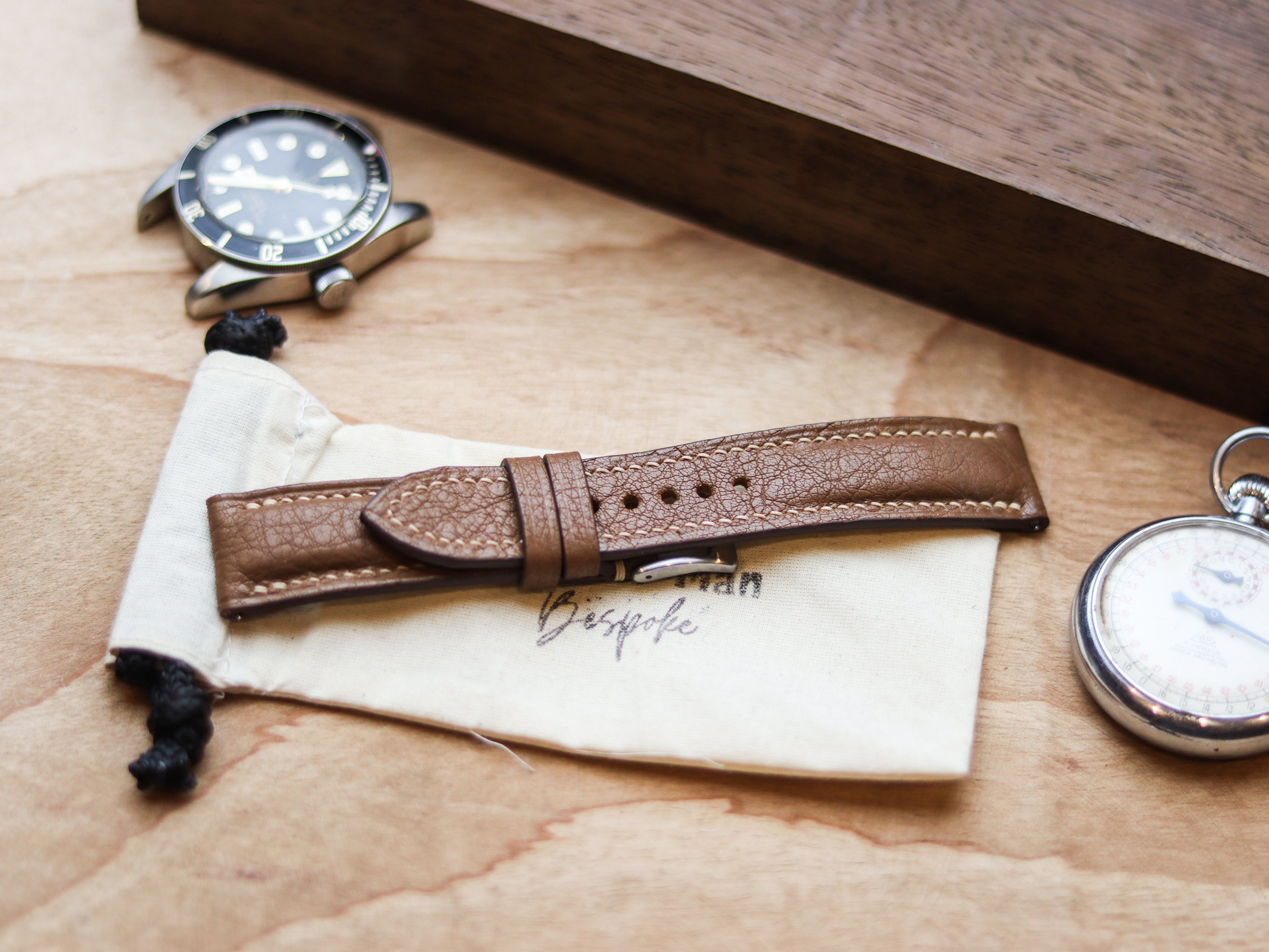 DESERT BROWN CALF LEATHER WATCH STRAPS - PADDED