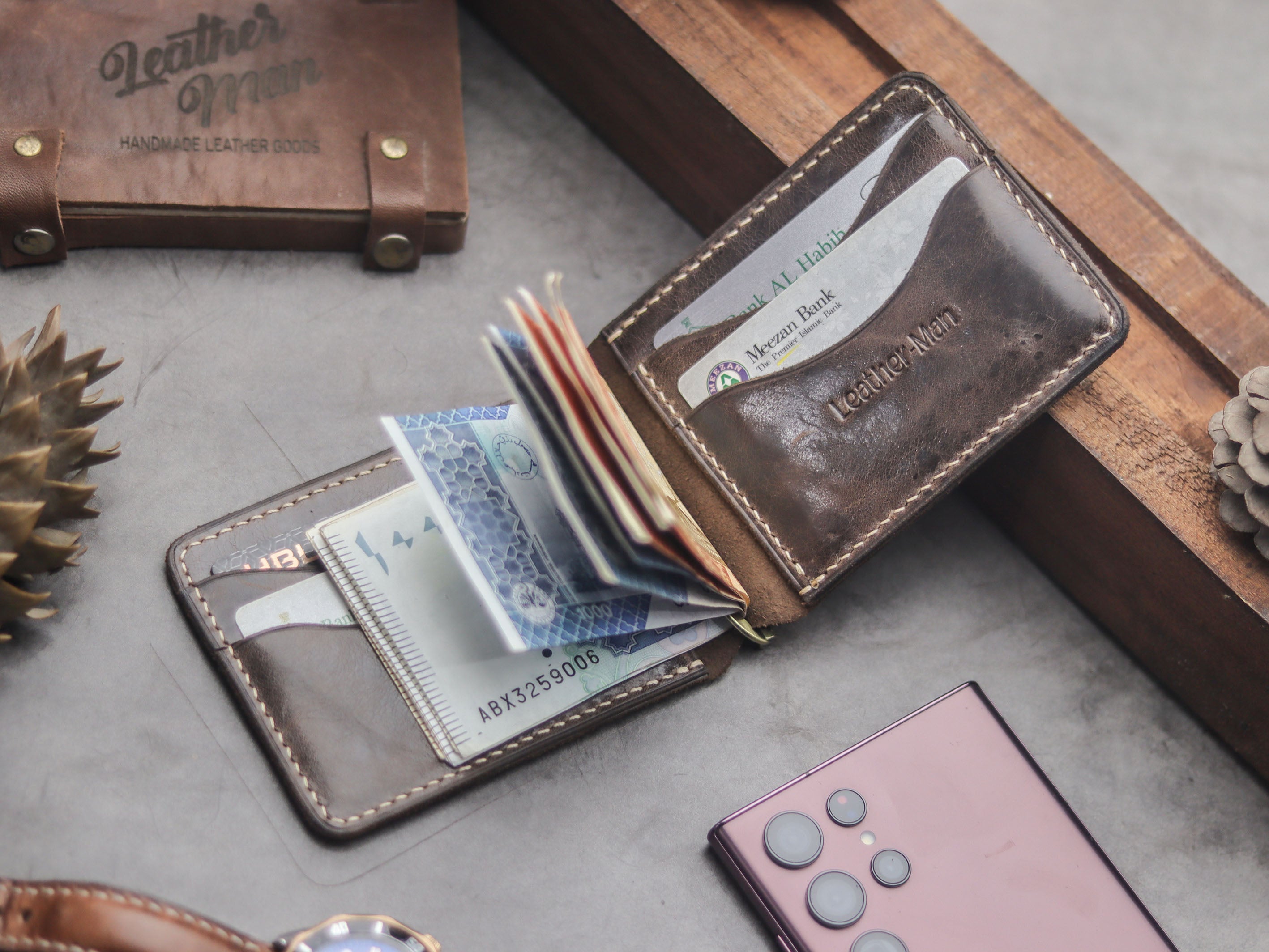 HASPER - CLIPPER WALLET WALNUT BROWN LEATHER