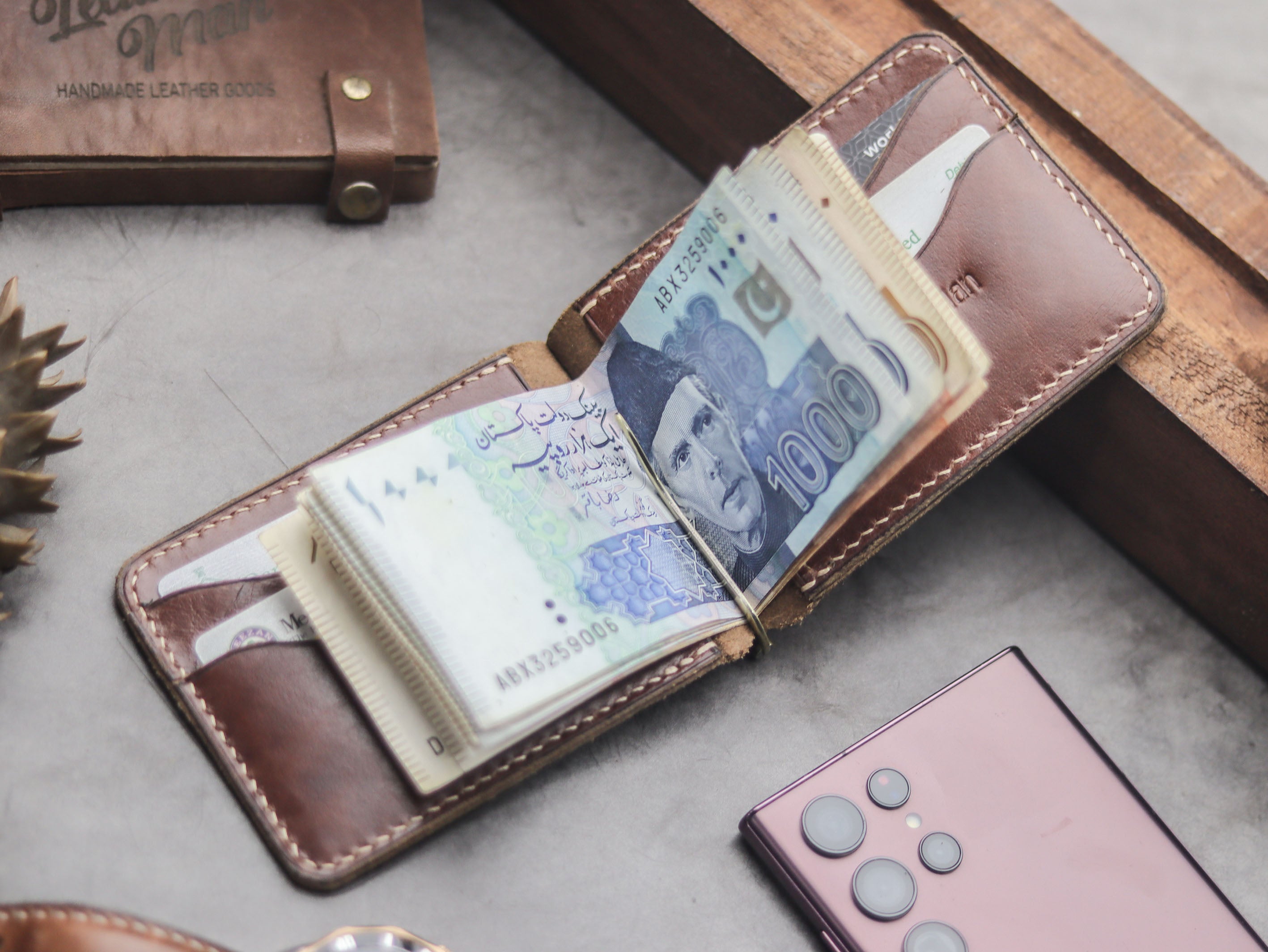 HASPER - CLIPPER WALLET WHISKY BROWN LEATHER