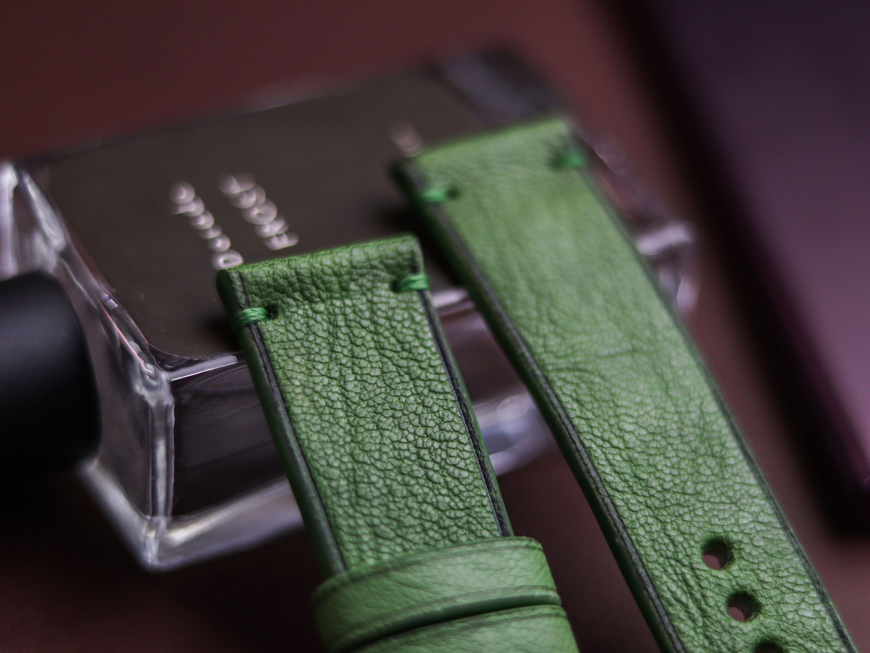 FOREST GREEN HAND-CRAFTED WATCH STRAPS - MINIMAL STITCHED