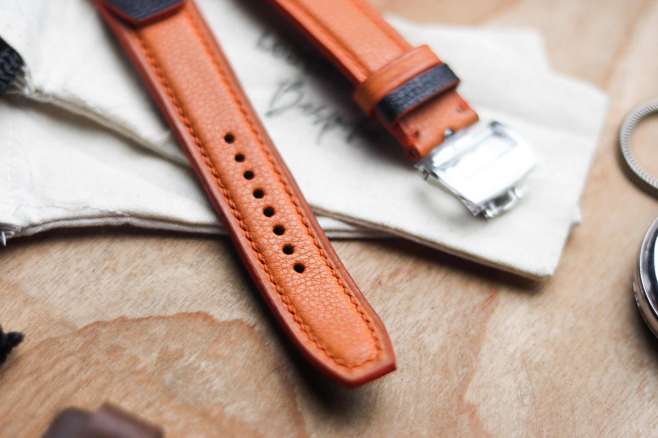 INVERTO WATCH STRAPS - CARROT ORANGE CALF LEATHER