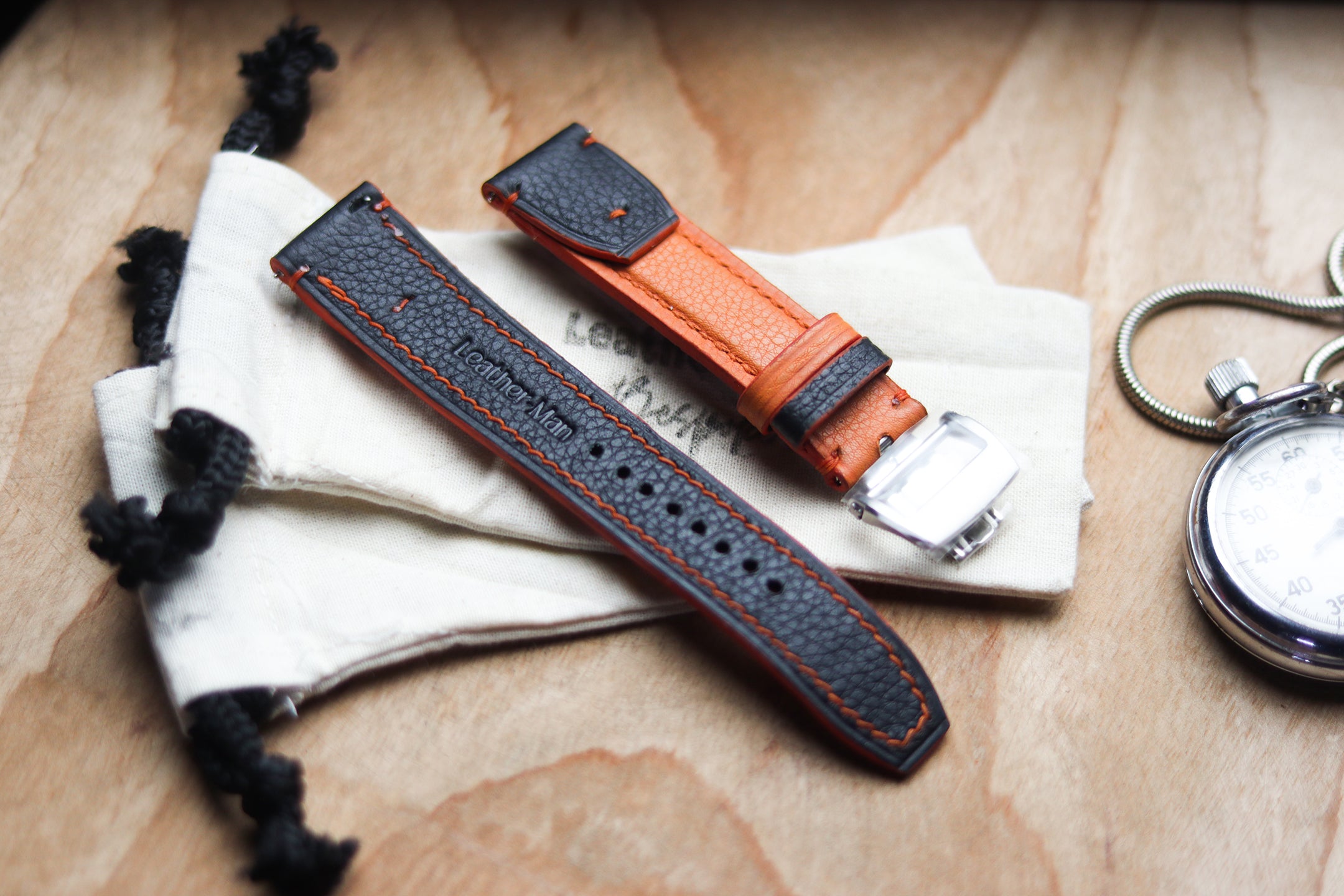 INVERTO WATCH STRAPS - CARROT ORANGE CALF LEATHER