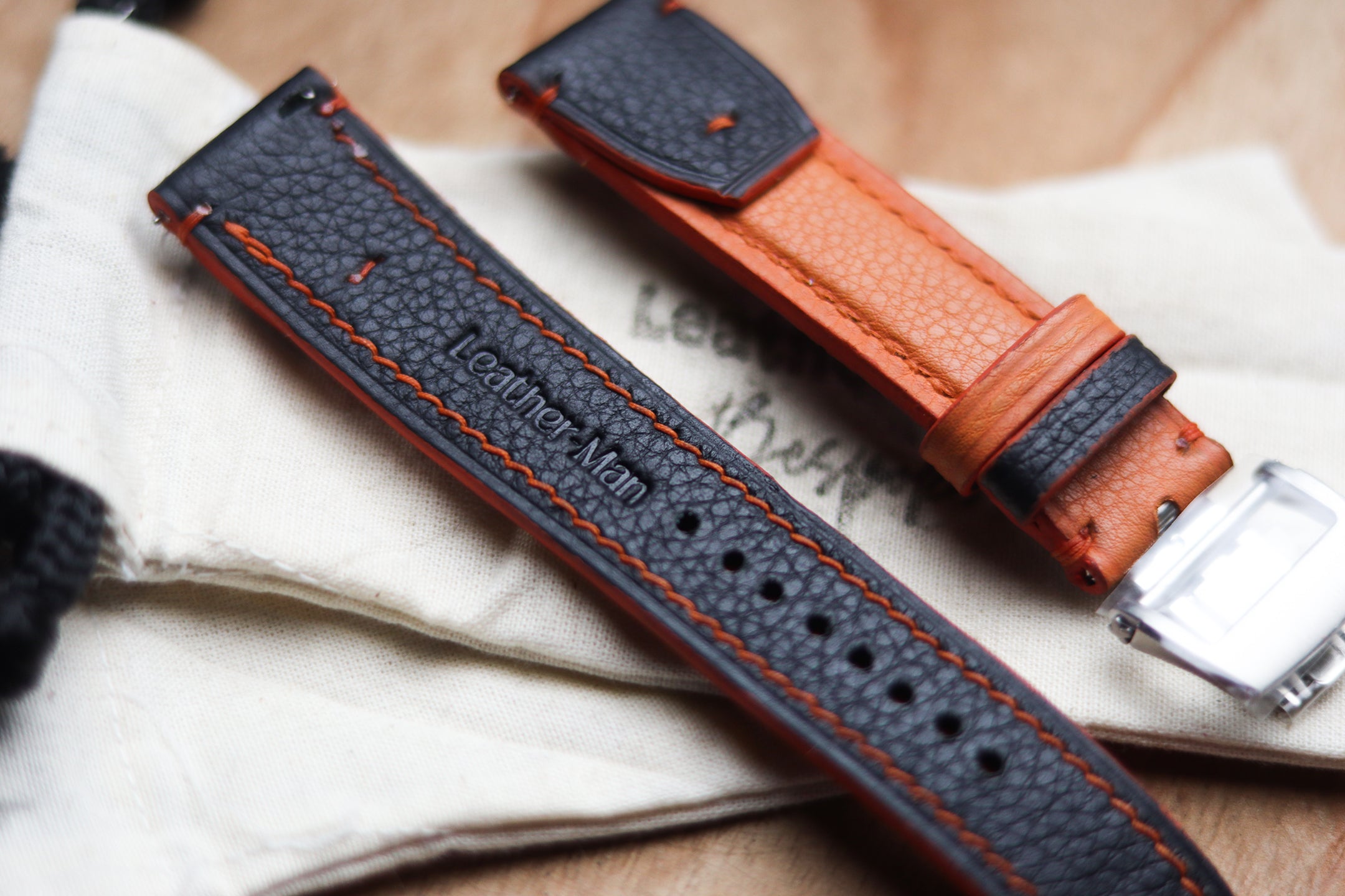 INVERTO WATCH STRAPS - CARROT ORANGE CALF LEATHER