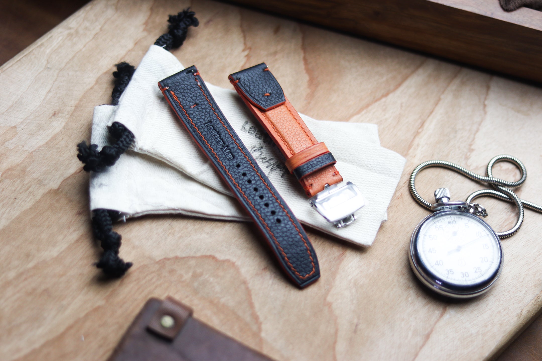 INVERTO WATCH STRAPS - CARROT ORANGE CALF LEATHER