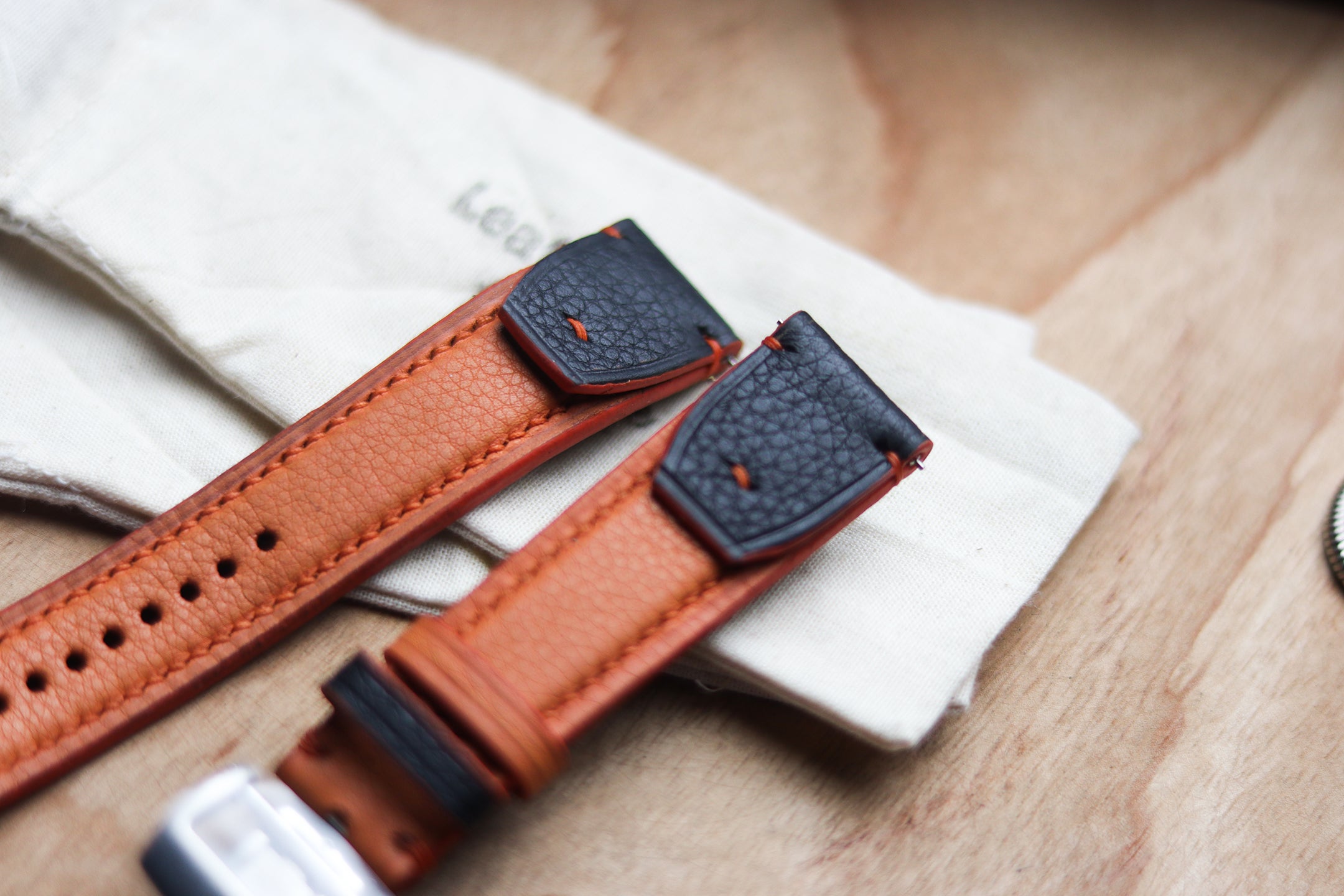 INVERTO WATCH STRAPS - CARROT ORANGE CALF LEATHER