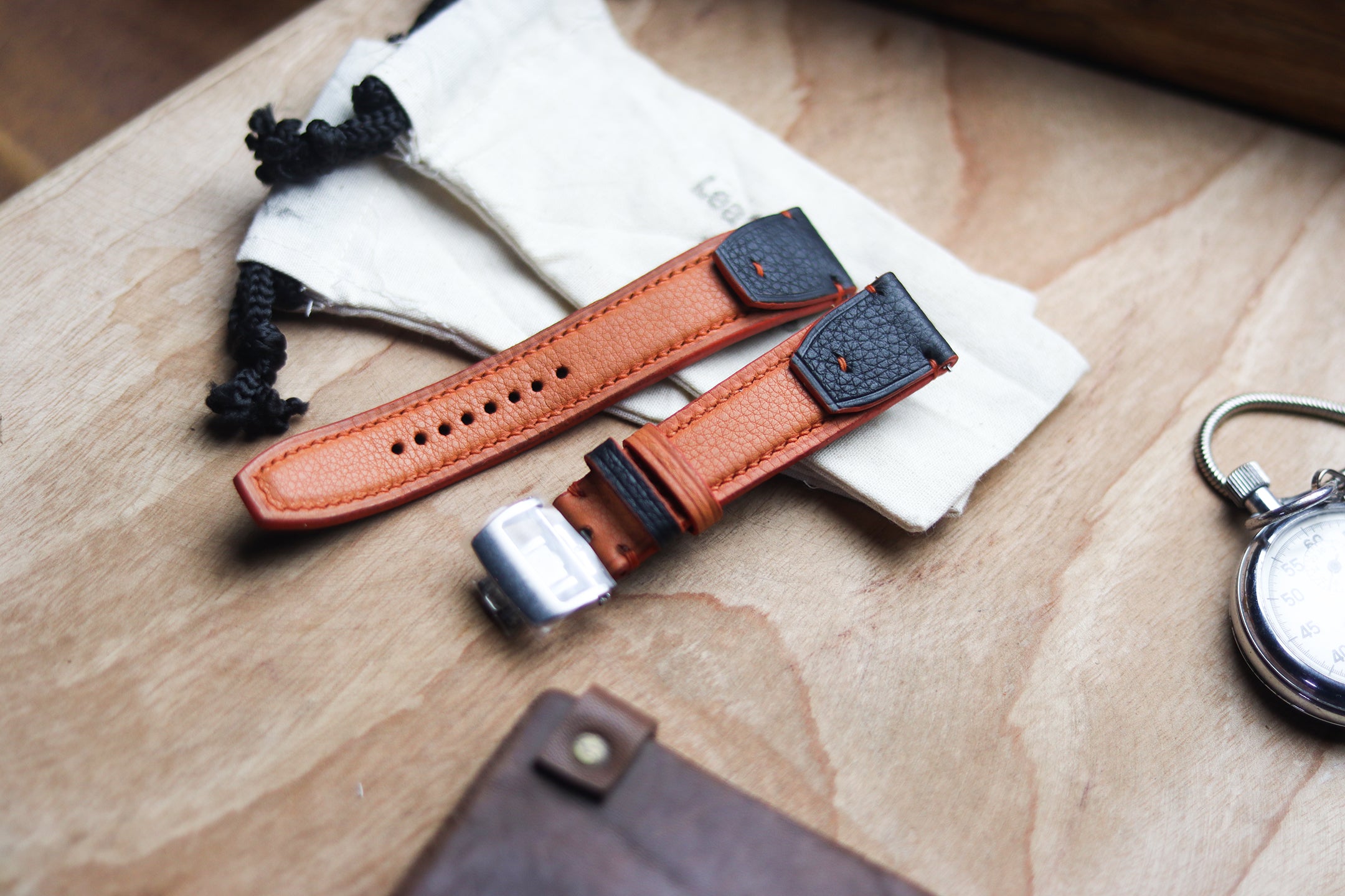 INVERTO WATCH STRAPS - CARROT ORANGE CALF LEATHER