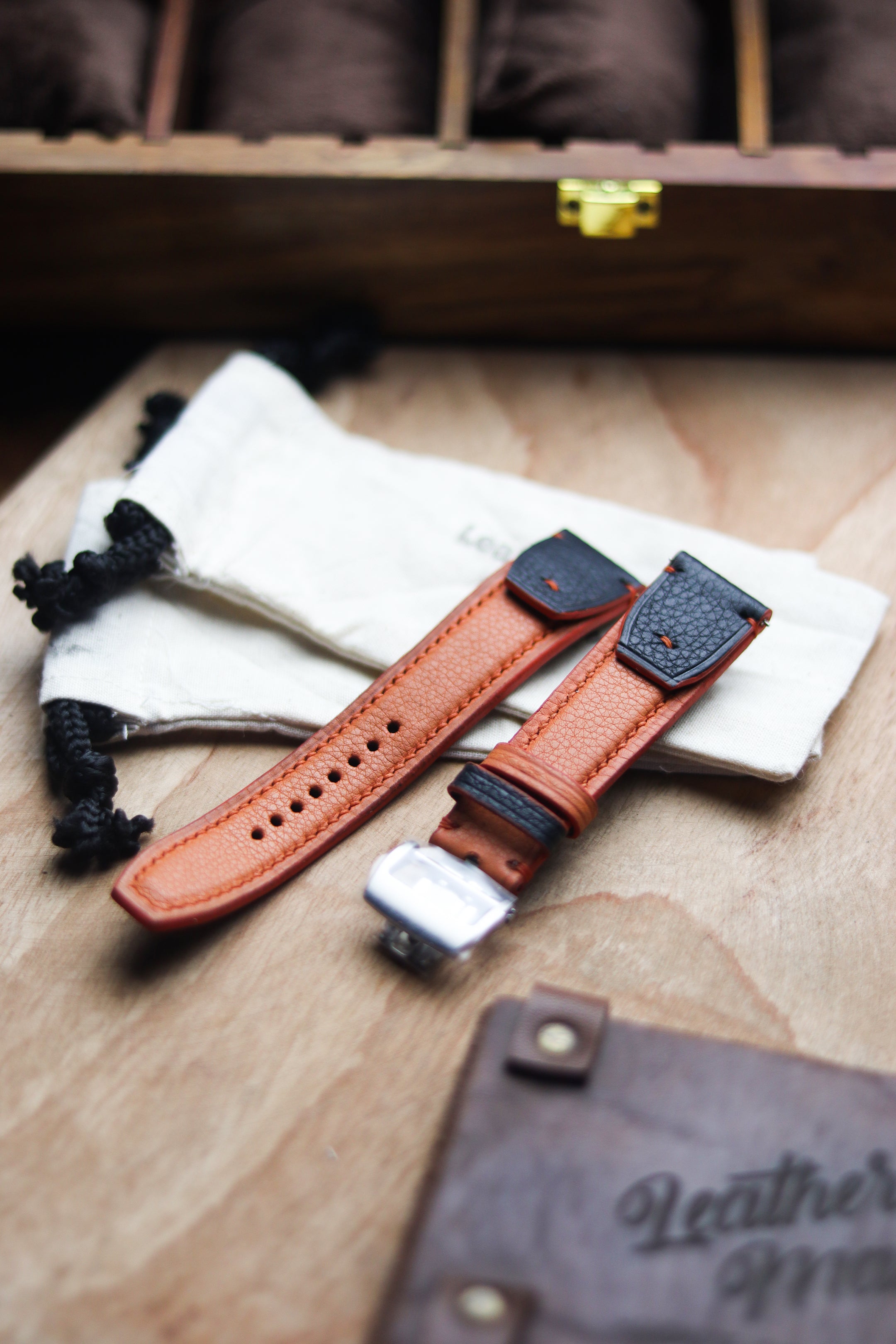 INVERTO WATCH STRAPS - CARROT ORANGE CALF LEATHER