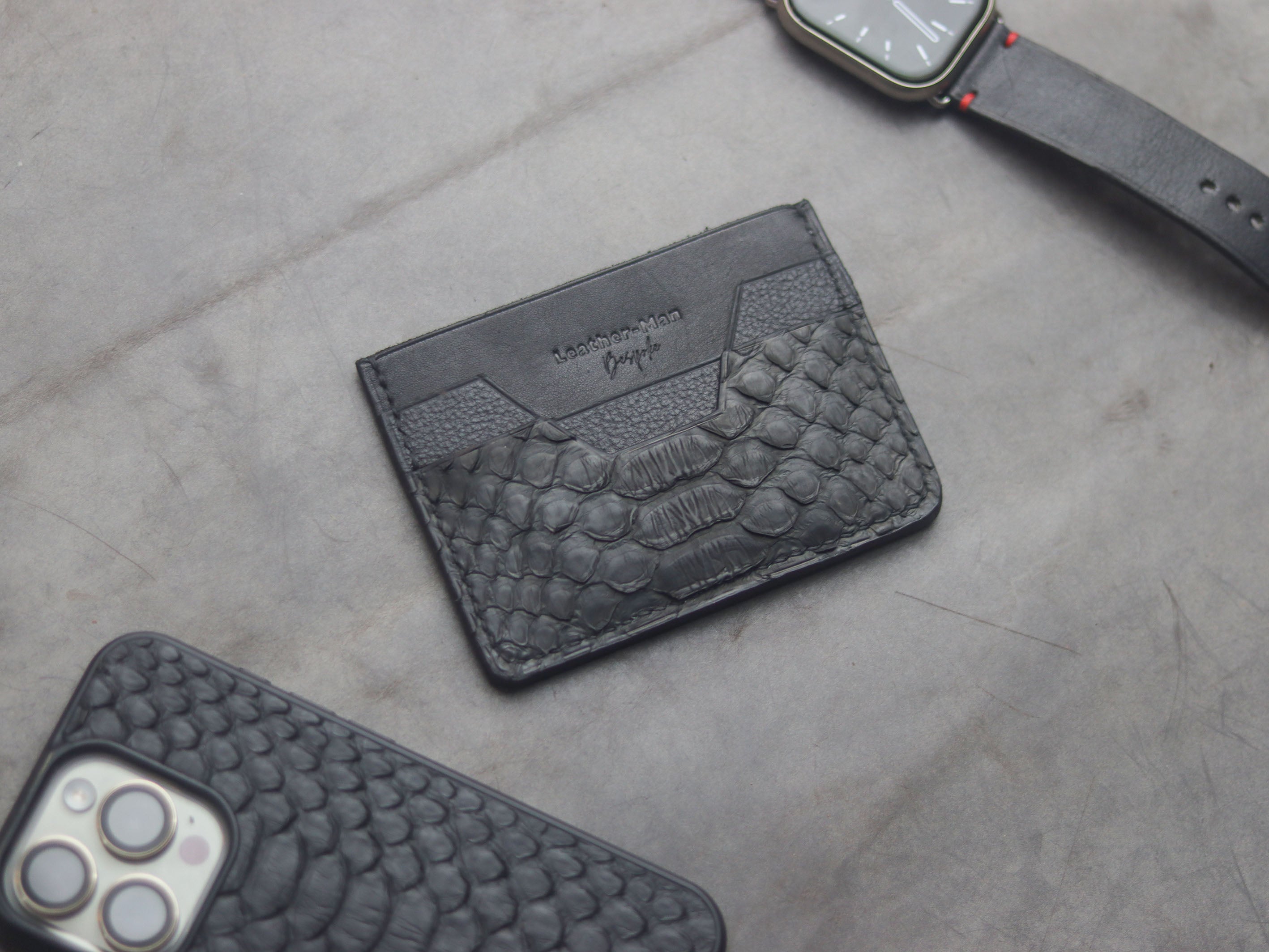 AUGUSTUS - MINIMAL WALLET RAVEN BLACK PYTHON SKIN