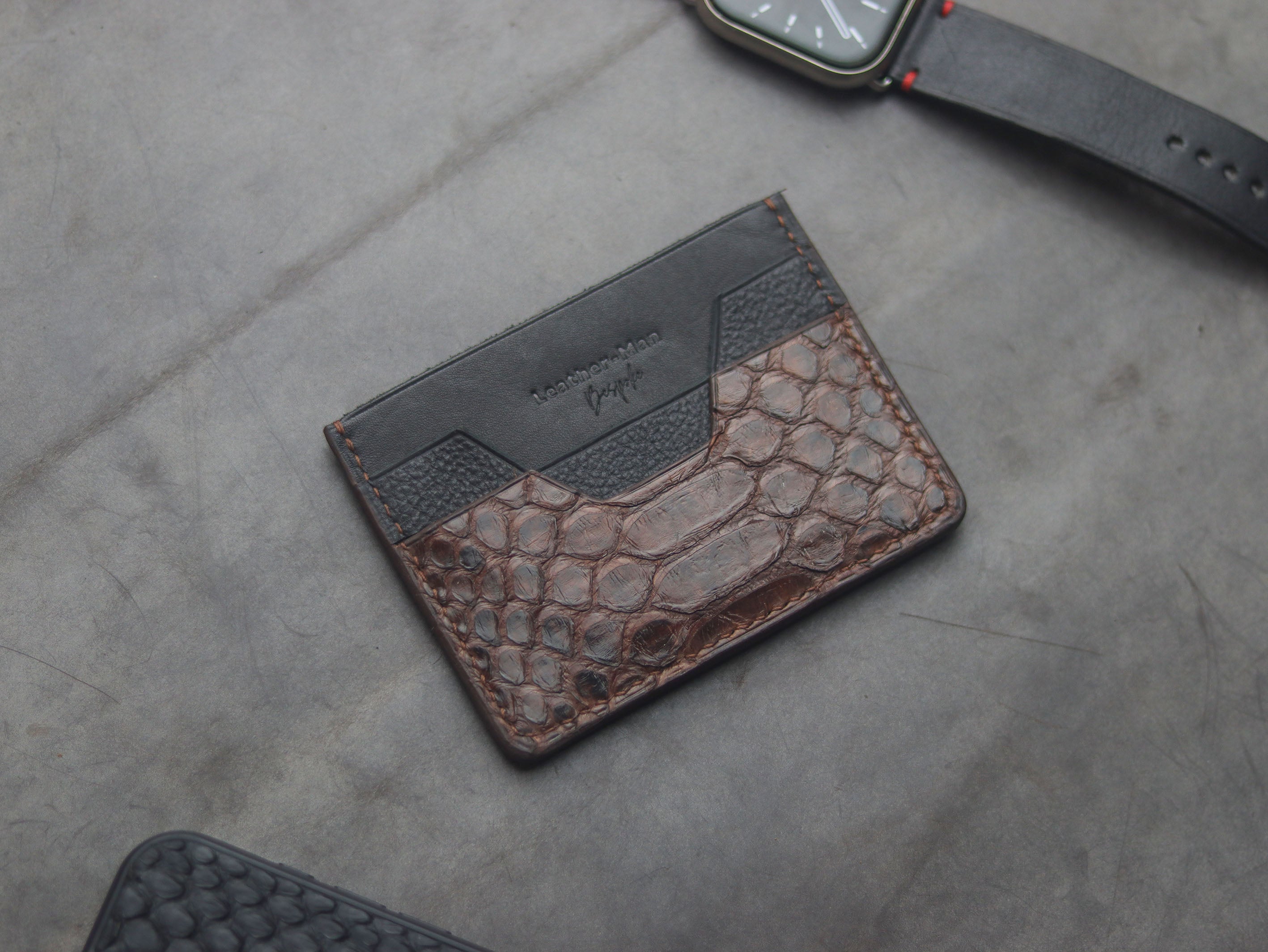 AUGUSTUS - MINIMAL WALLET PECAN BROWN PYTHON SKIN