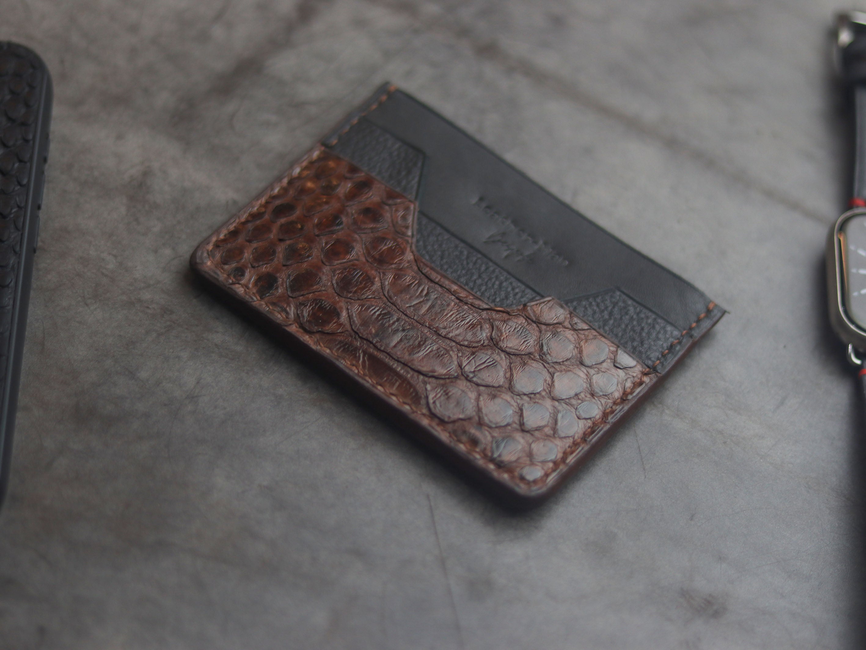 AUGUSTUS - MINIMAL WALLET PECAN BROWN PYTHON SKIN