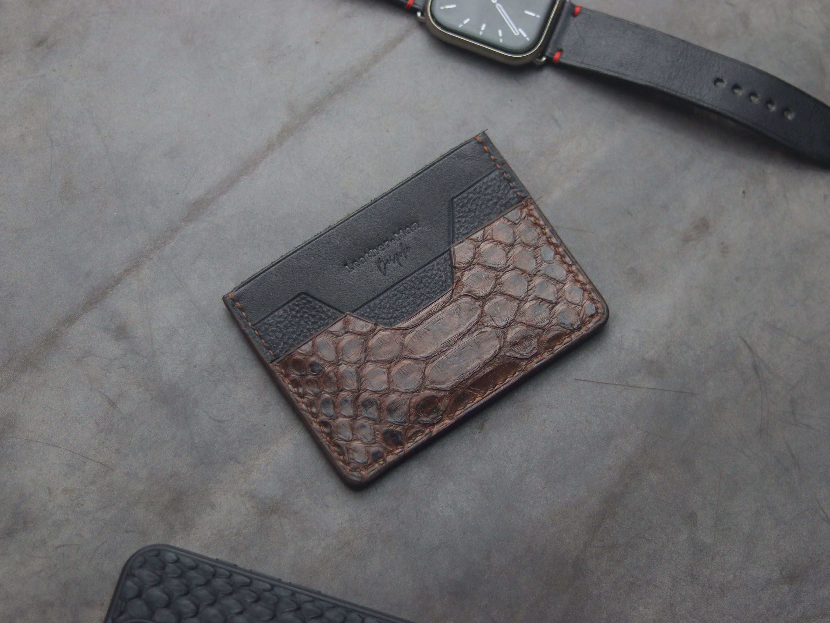 AUGUSTUS - MINIMAL WALLET PECAN BROWN PYTHON SKIN