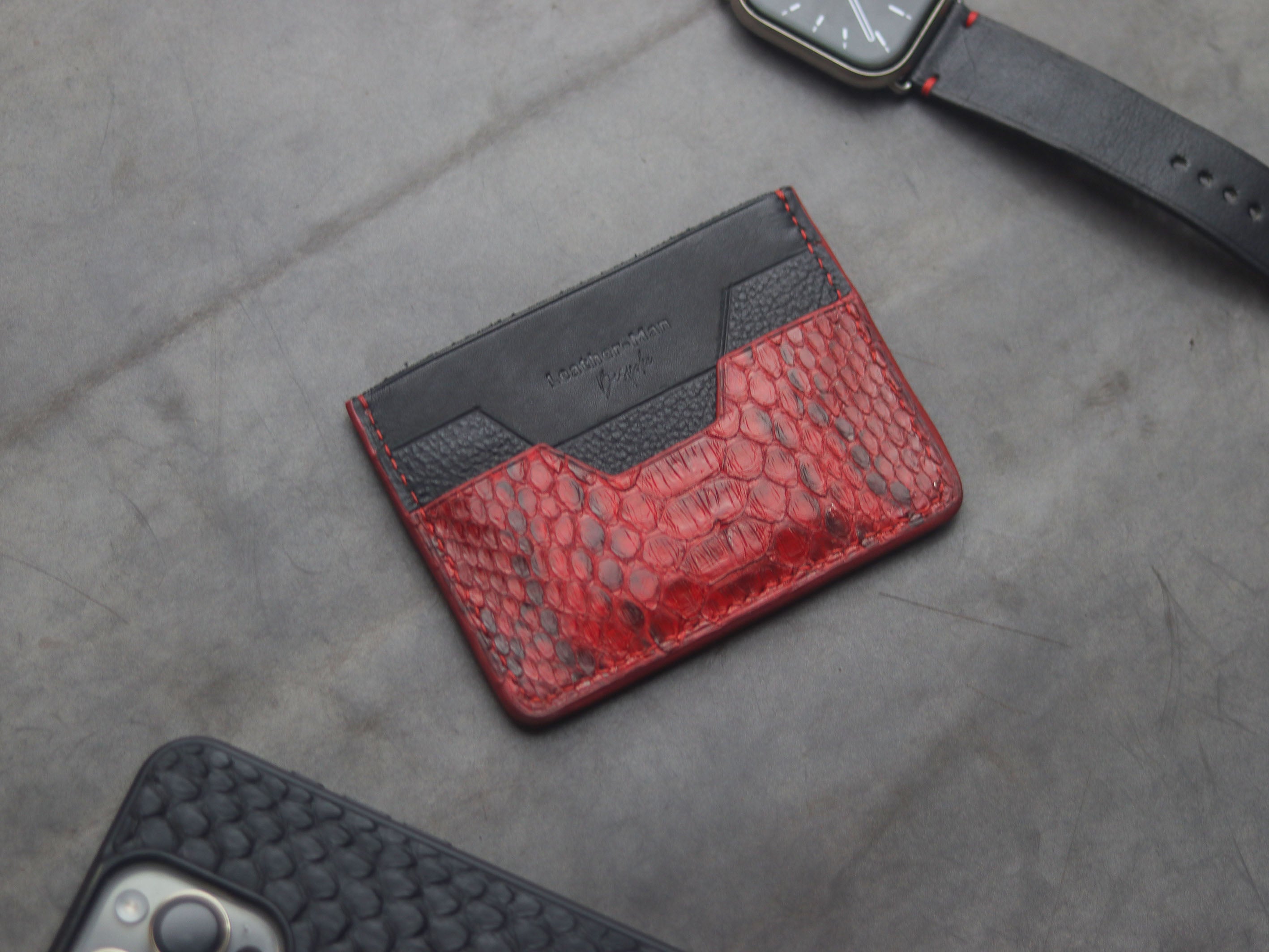 AUGUSTUS - MINIMAL WALLET VENETIAN RED PYTHON SKIN