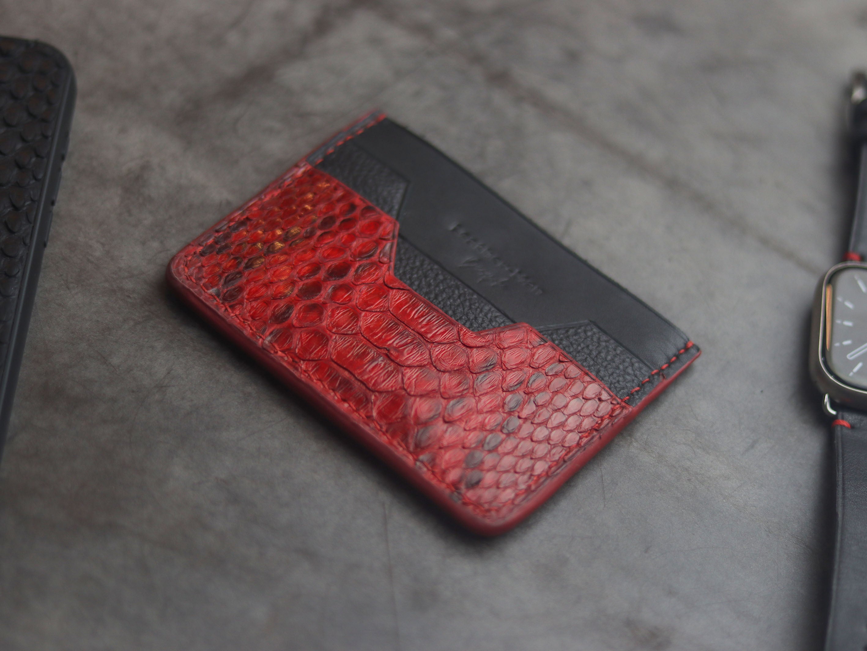 AUGUSTUS - MINIMAL WALLET VENETIAN RED PYTHON SKIN