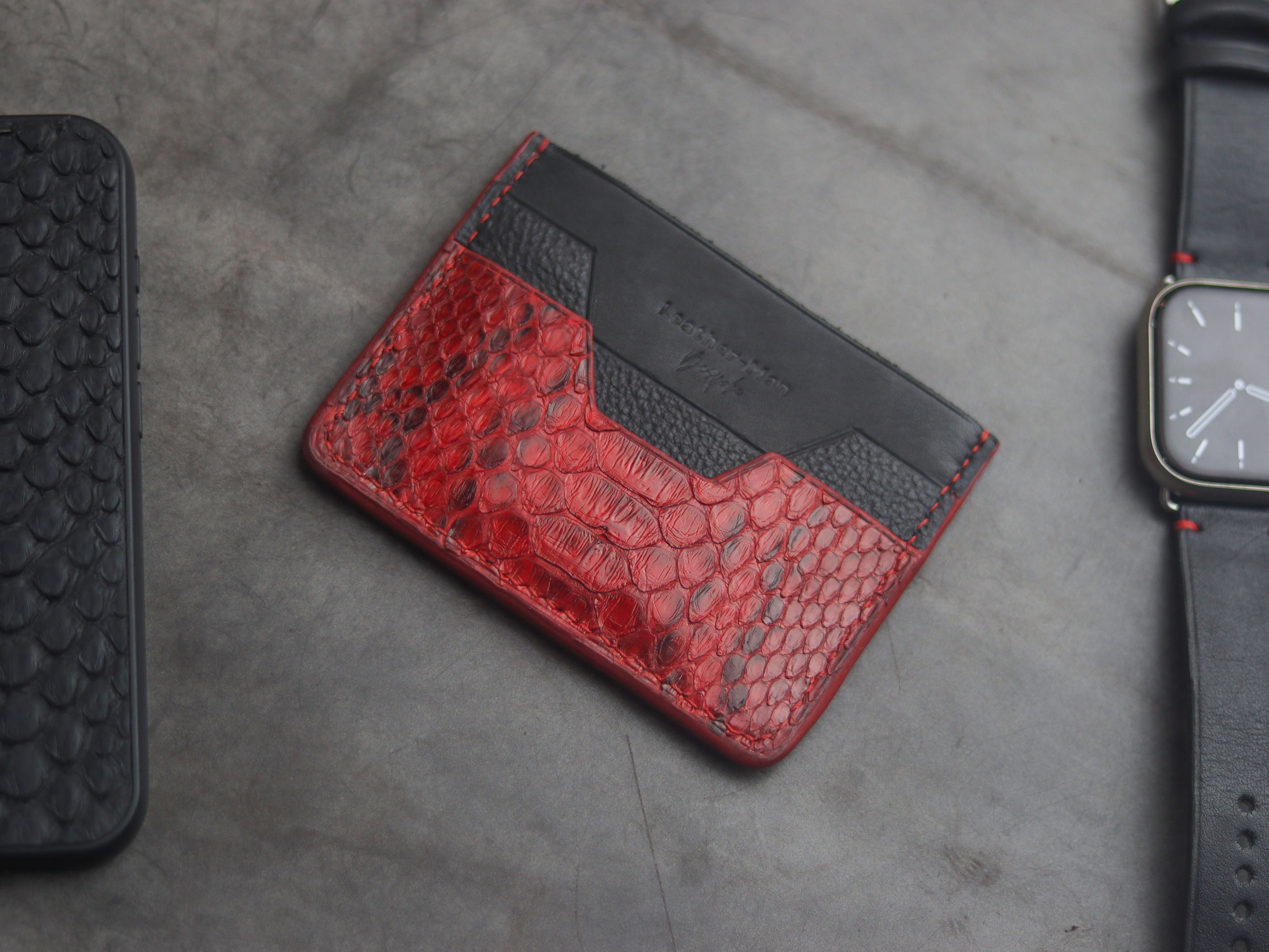 AUGUSTUS - MINIMAL WALLET VENETIAN RED PYTHON SKIN