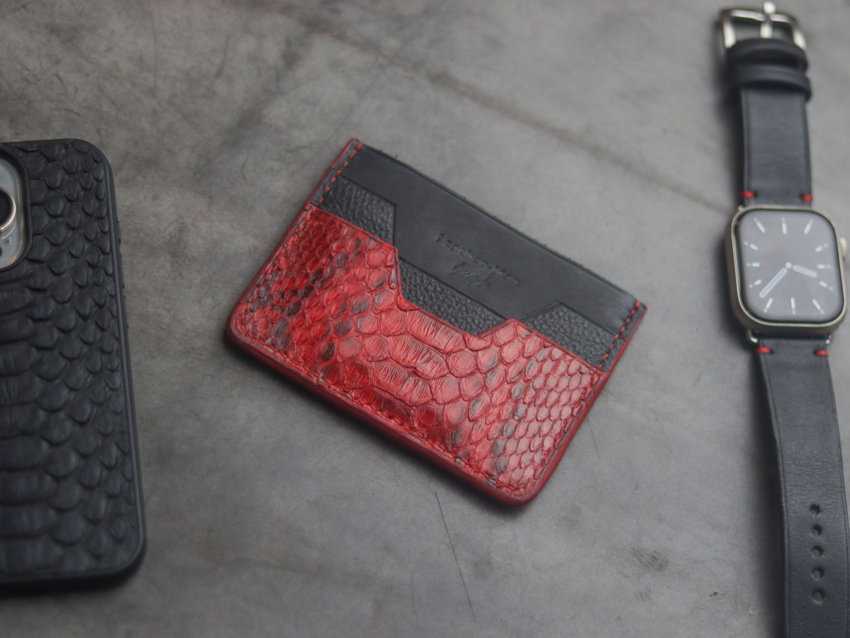 AUGUSTUS - MINIMAL WALLET VENETIAN RED PYTHON SKIN